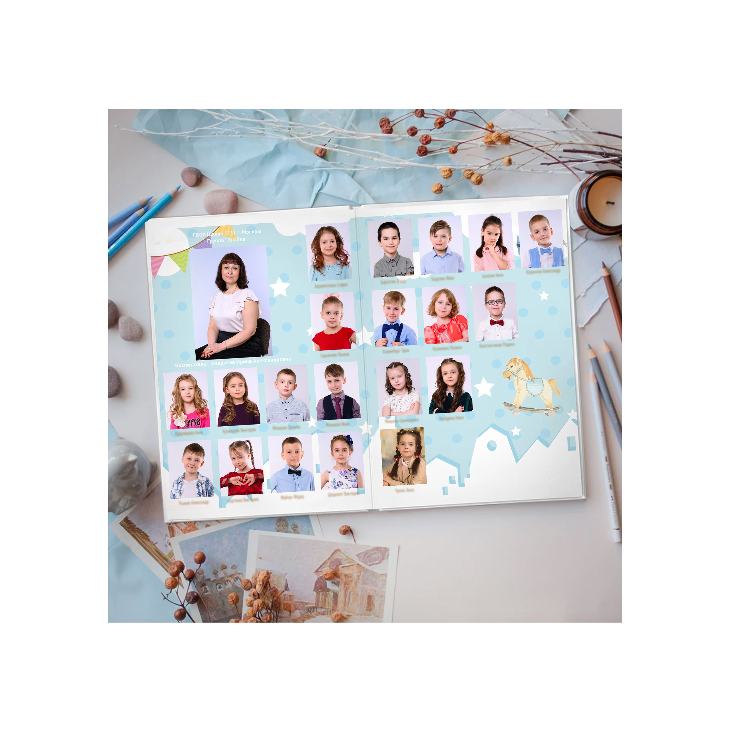 Альбом в детский сад за 2400 руб. на 2 разворота. Выпускной школьный альбом в Москве / Школьный фотограф Юлия Михайленко