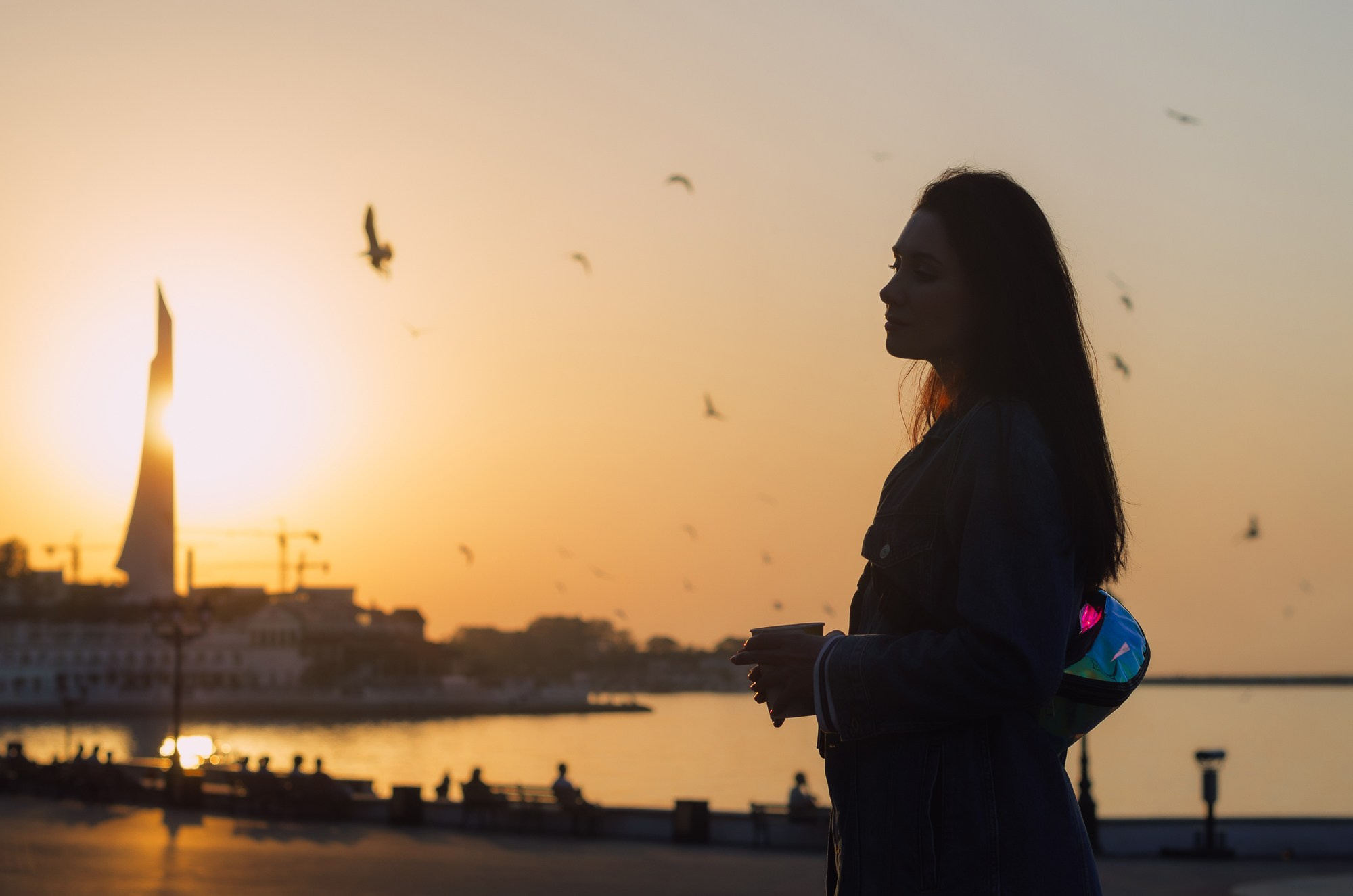 красивый портрет на закате