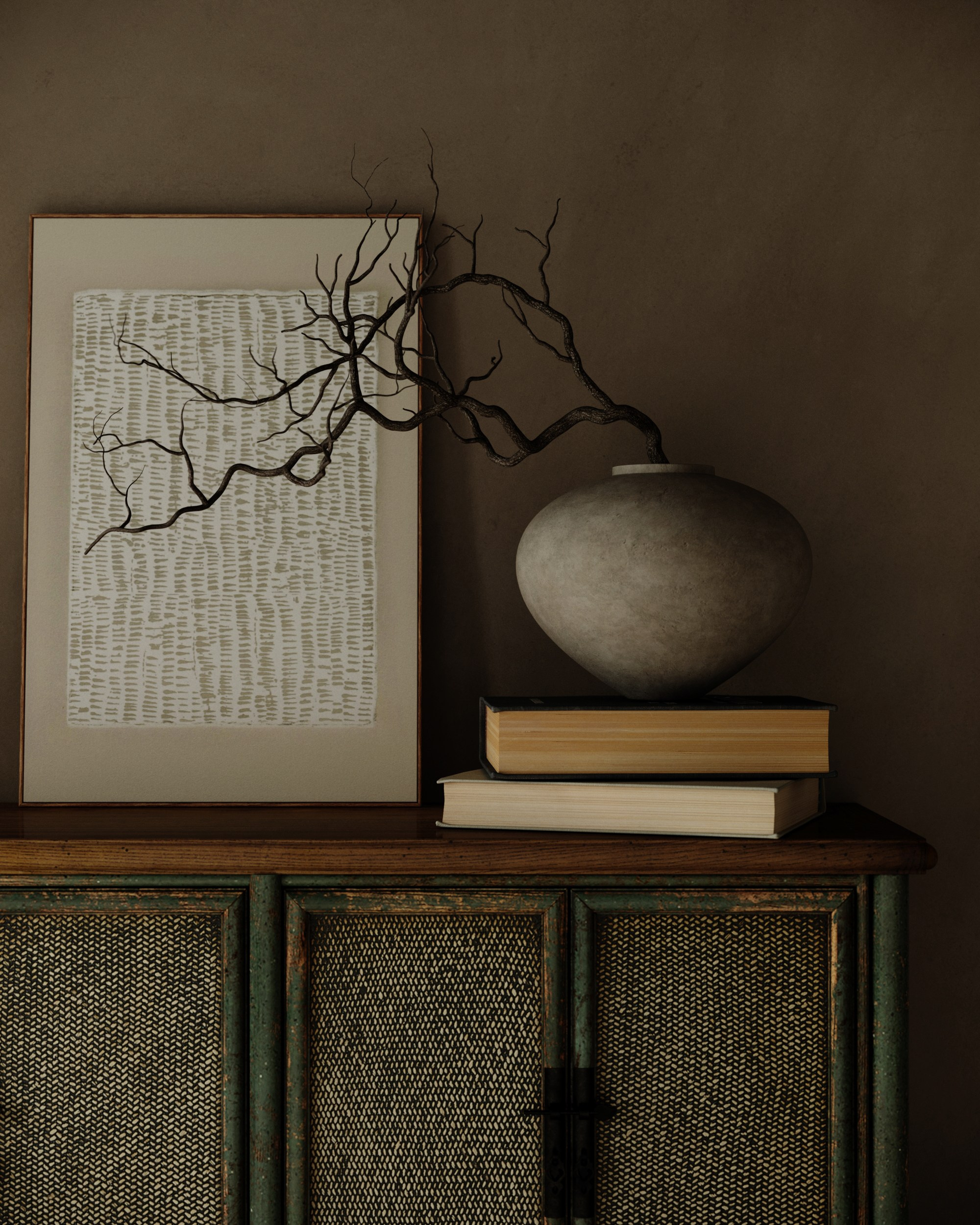 Спальня в стиле Wabi-Sabi. Создание 3д визуализаций. Анимированное видео. Сборка сцен