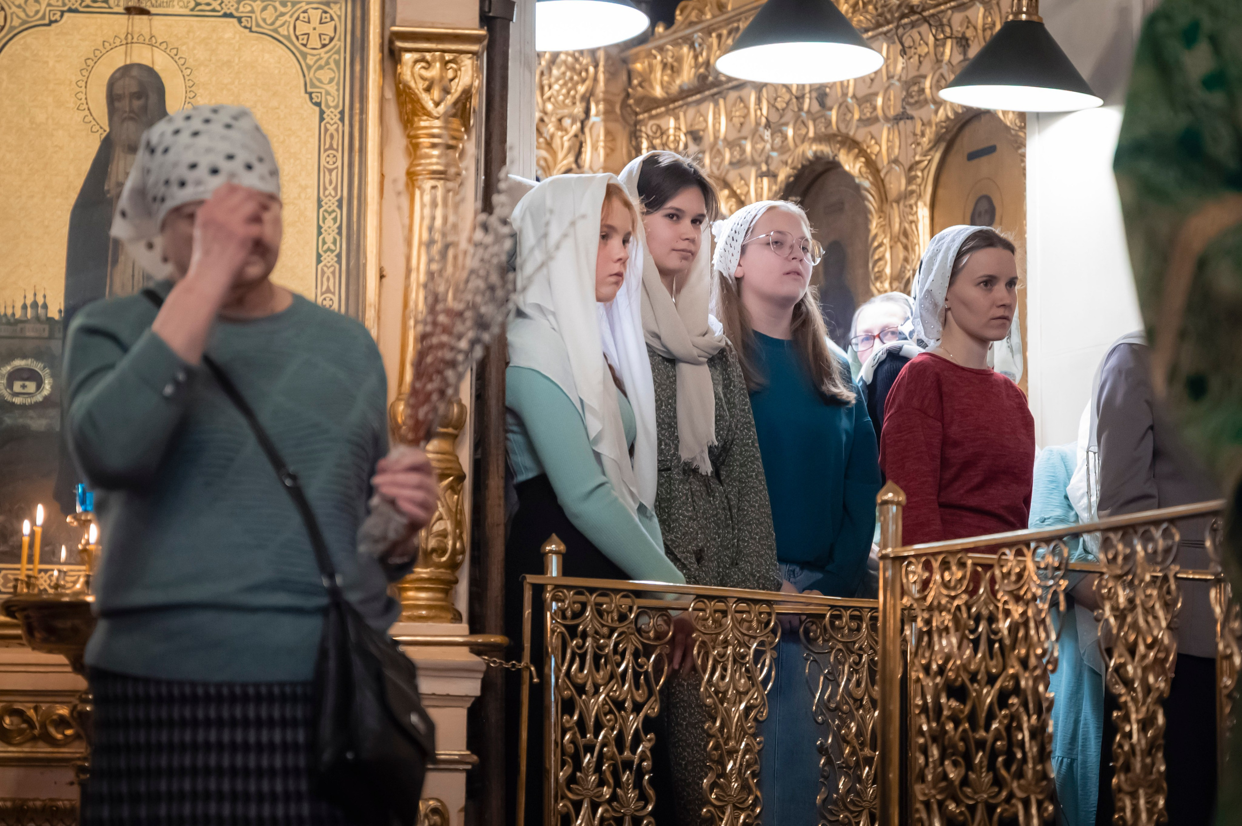 Богородский Храм. Всенощное бдение. Освящение верб. Антон и Татьяна Денисенко — В храме