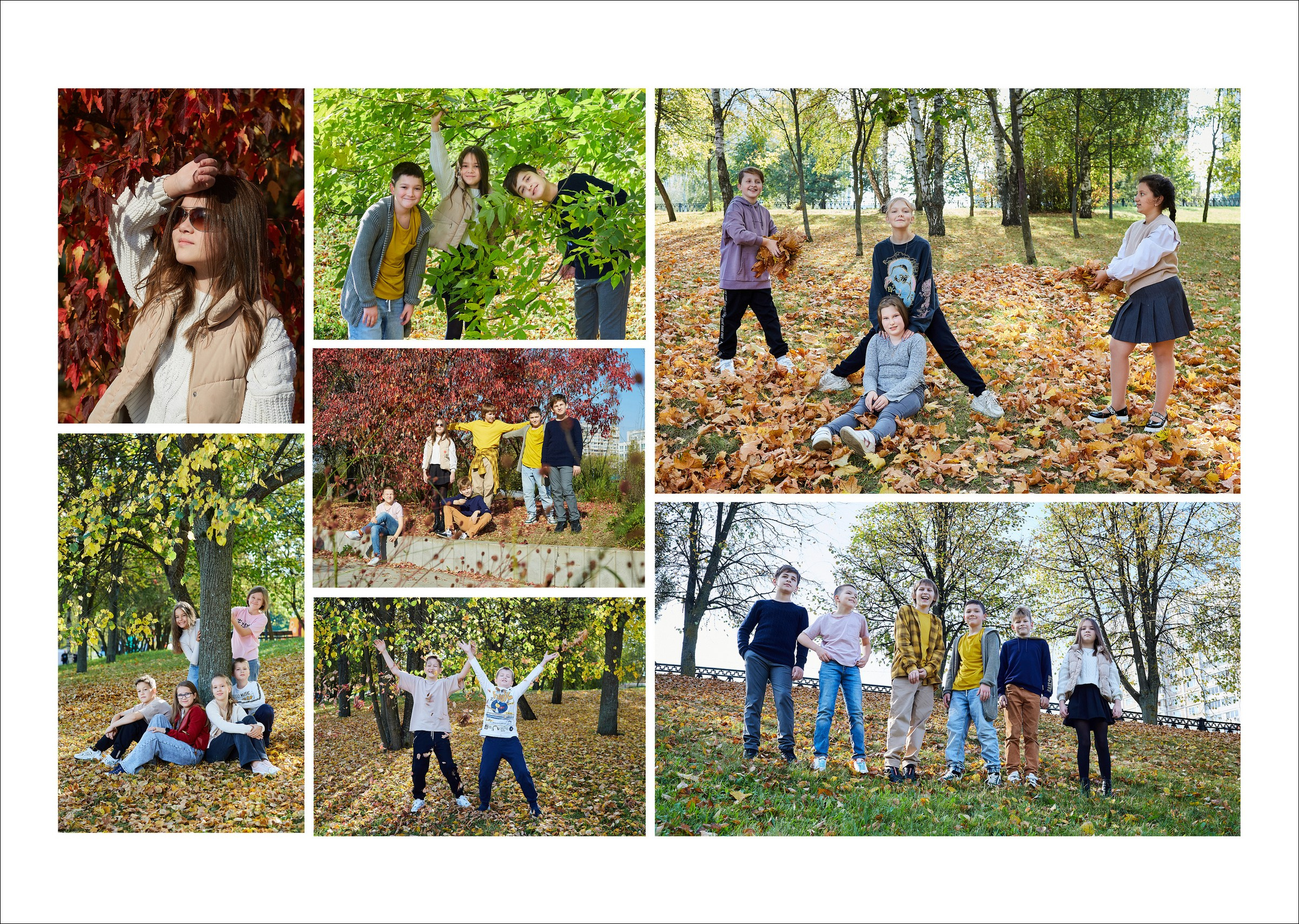 Выпускной альбом для 4 класса с осенней съемкой на улице. Школьный фотограф Сергей Беликов