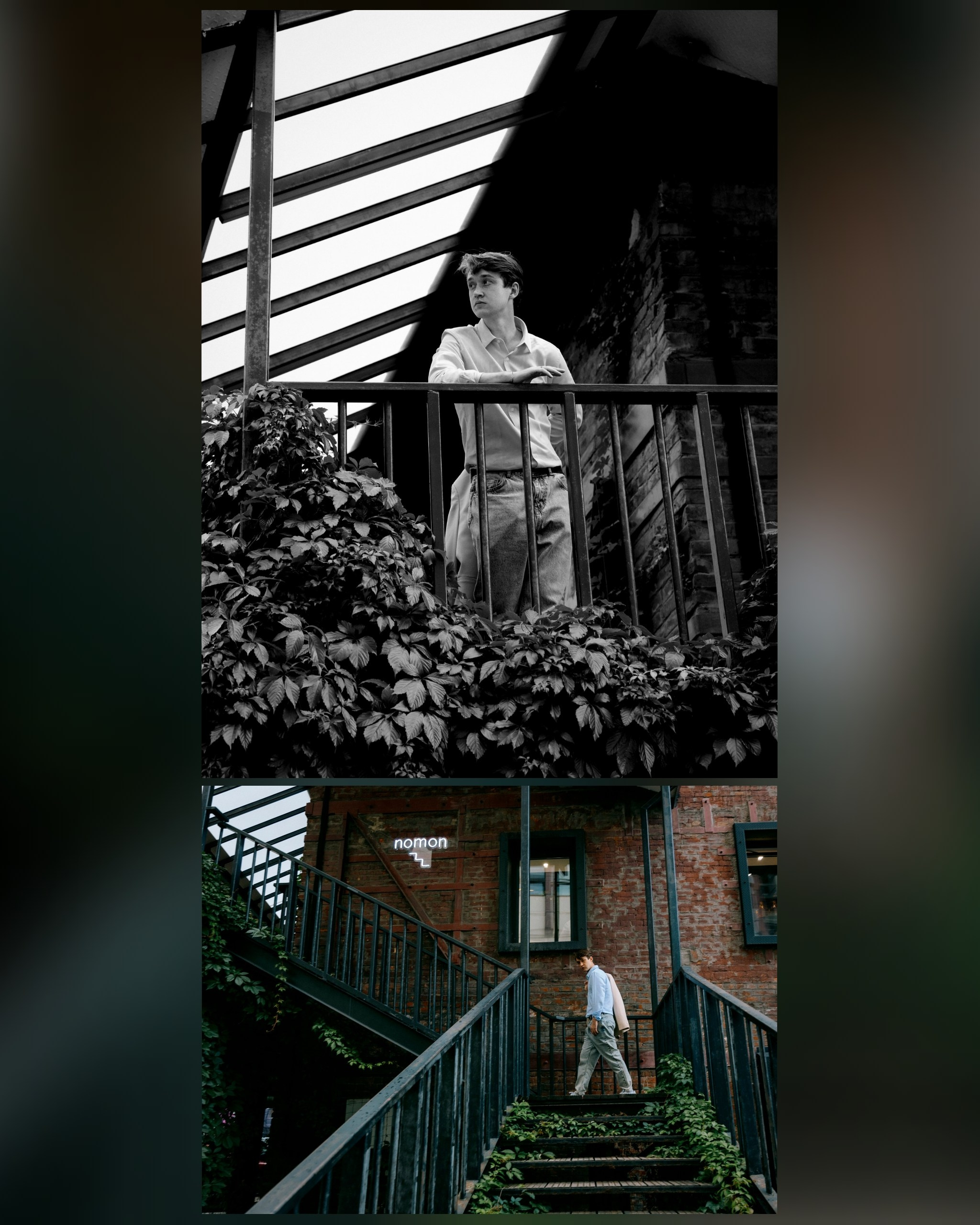 парень на балконе с плющом
