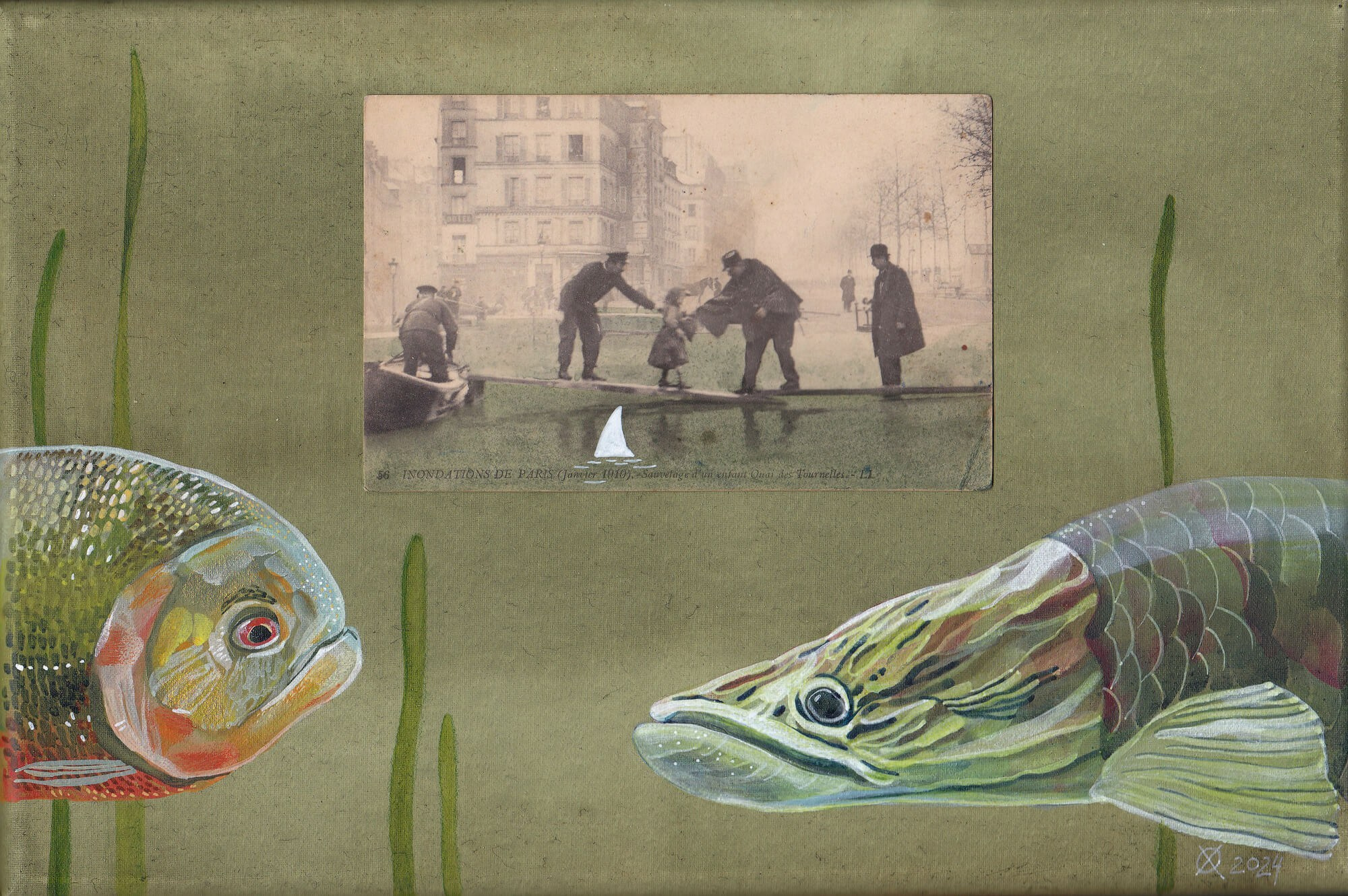 The flood, 20/30, mixed media on canvas, 2024