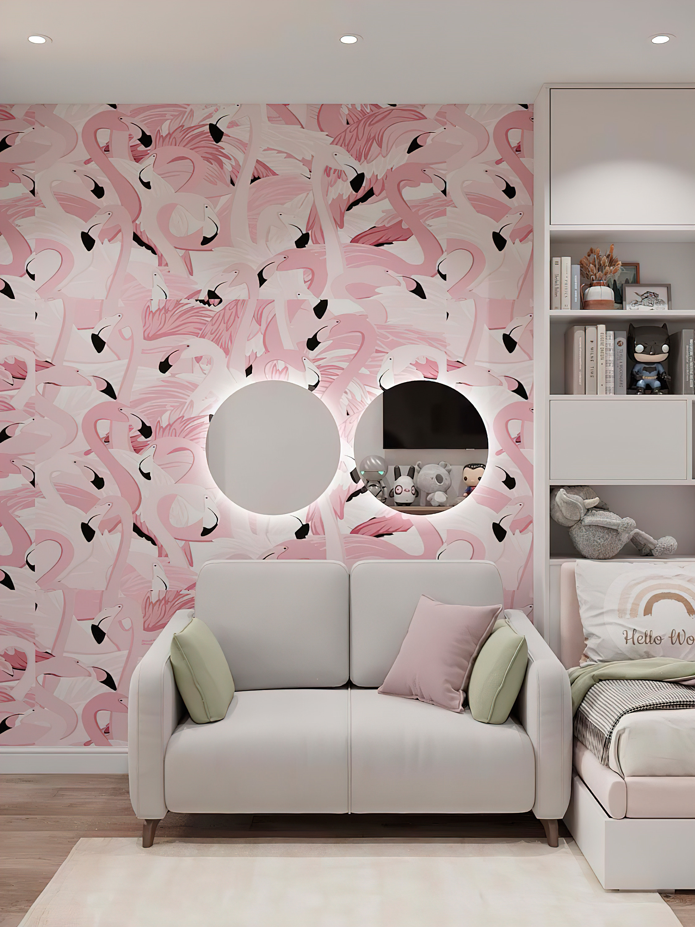 Квартира 100 м² «Нескучный серый и розовый фламинго». Батракова Наталья дизайнер интерьеров Санкт-Петербург Москва Архангель