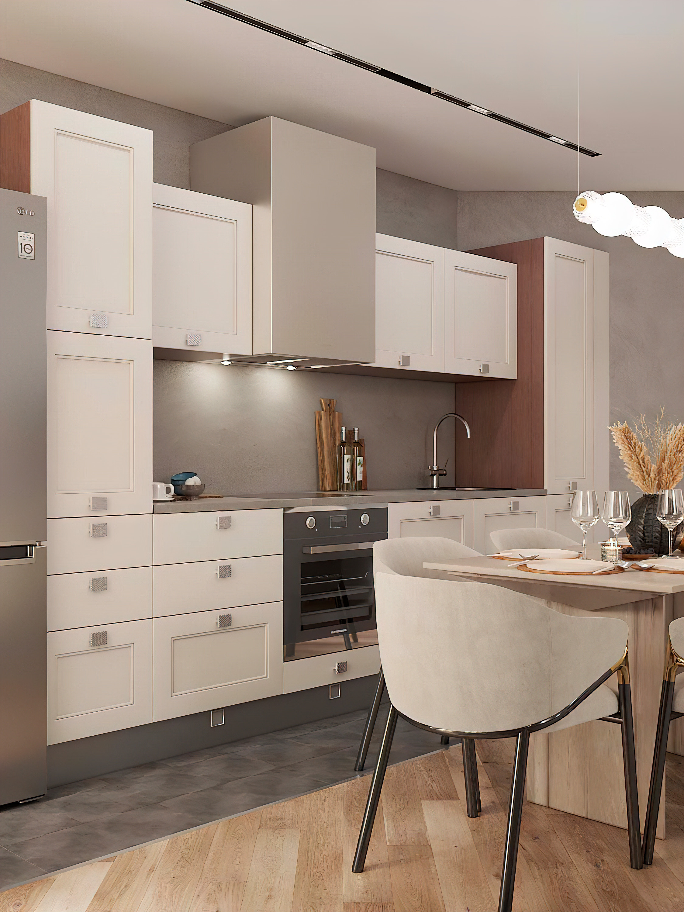 Квартира 100 м² «Нескучный серый и розовый фламинго». Батракова Наталья дизайнер интерьеров Санкт-Петербург Москва Архангель