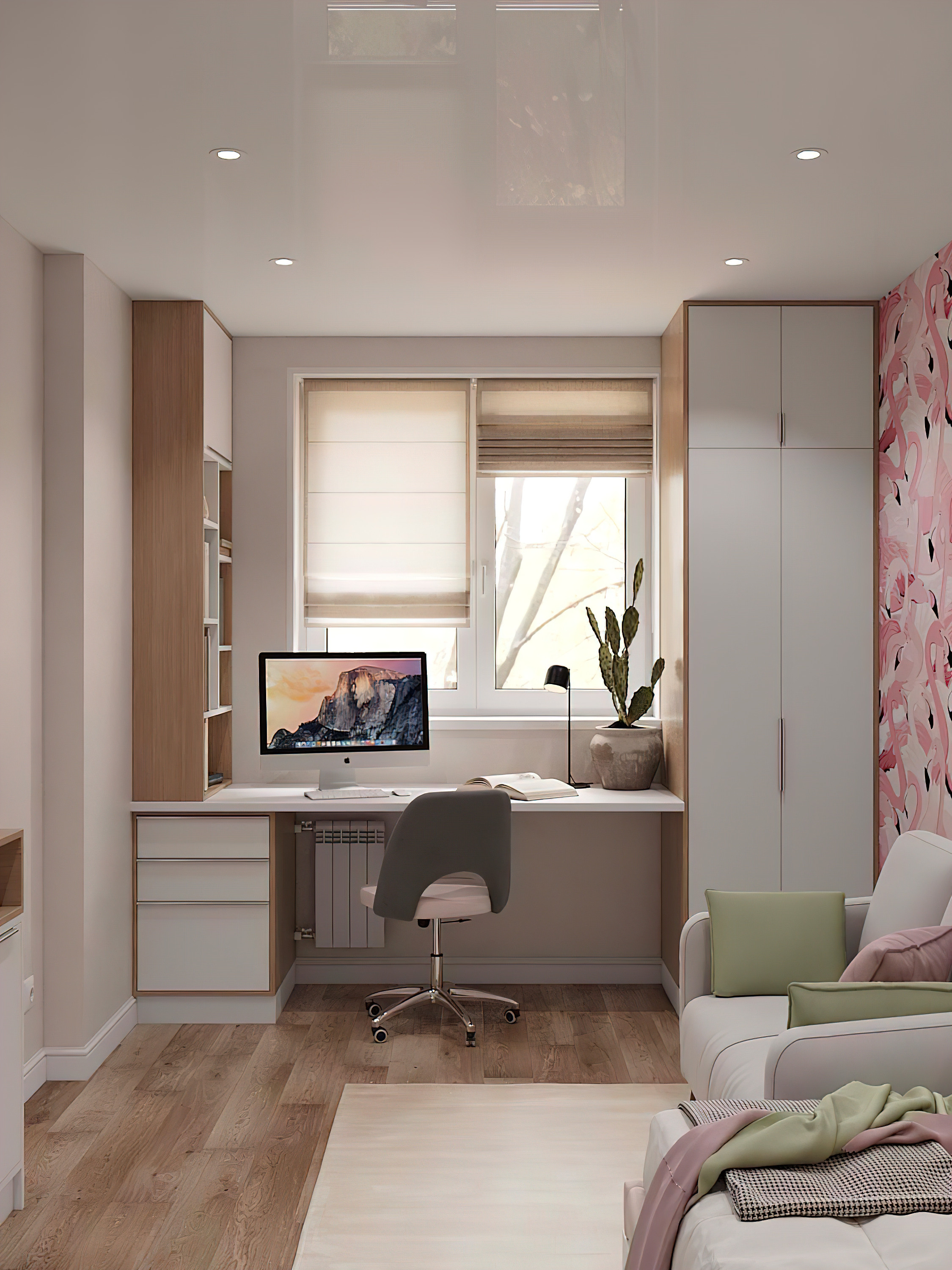 Квартира 100 м² «Нескучный серый и розовый фламинго». Батракова Наталья дизайнер интерьеров Санкт-Петербург Москва Архангель