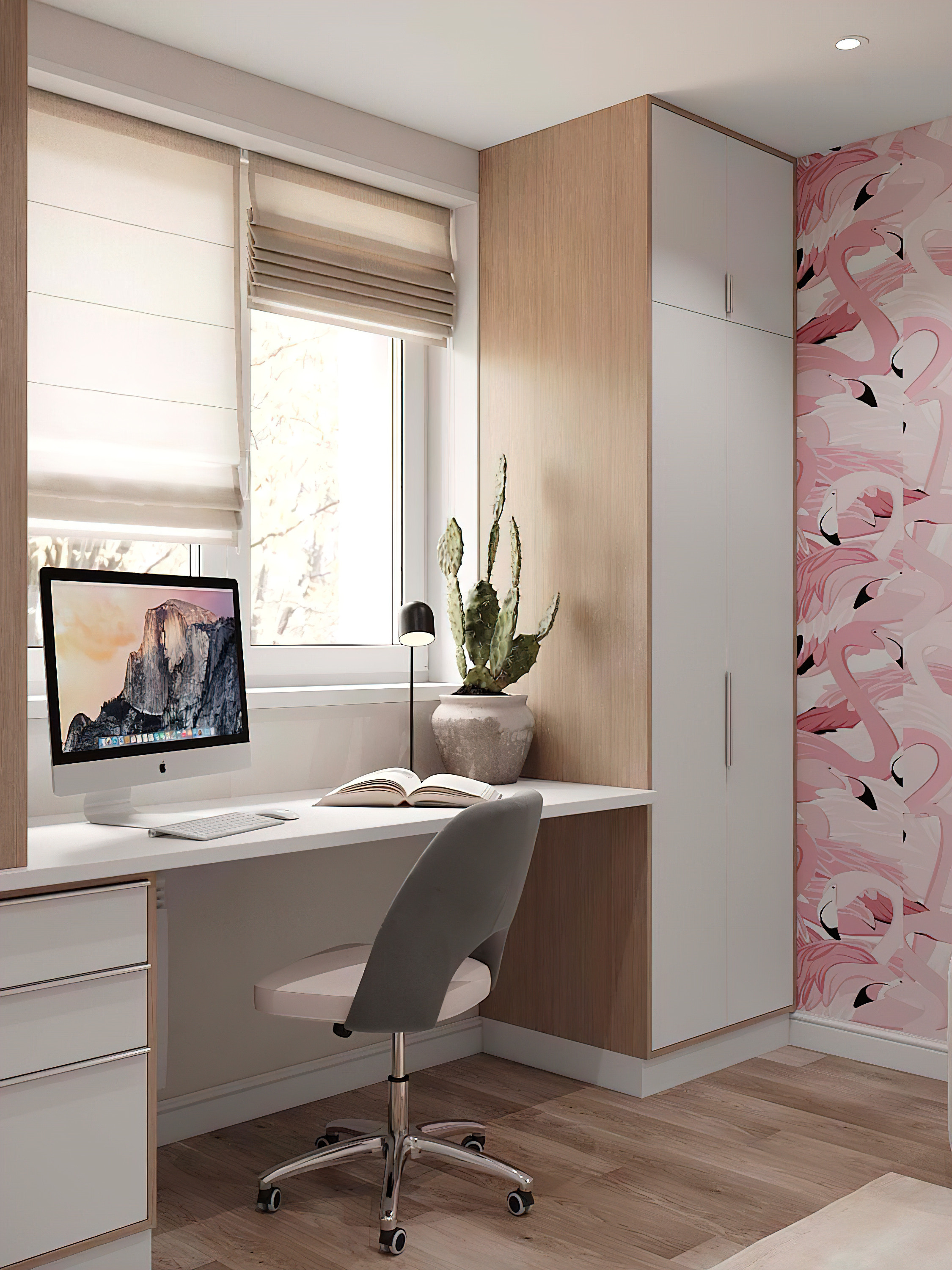 Квартира 100 м² «Нескучный серый и розовый фламинго». Батракова Наталья дизайнер интерьеров Санкт-Петербург Москва Архангель