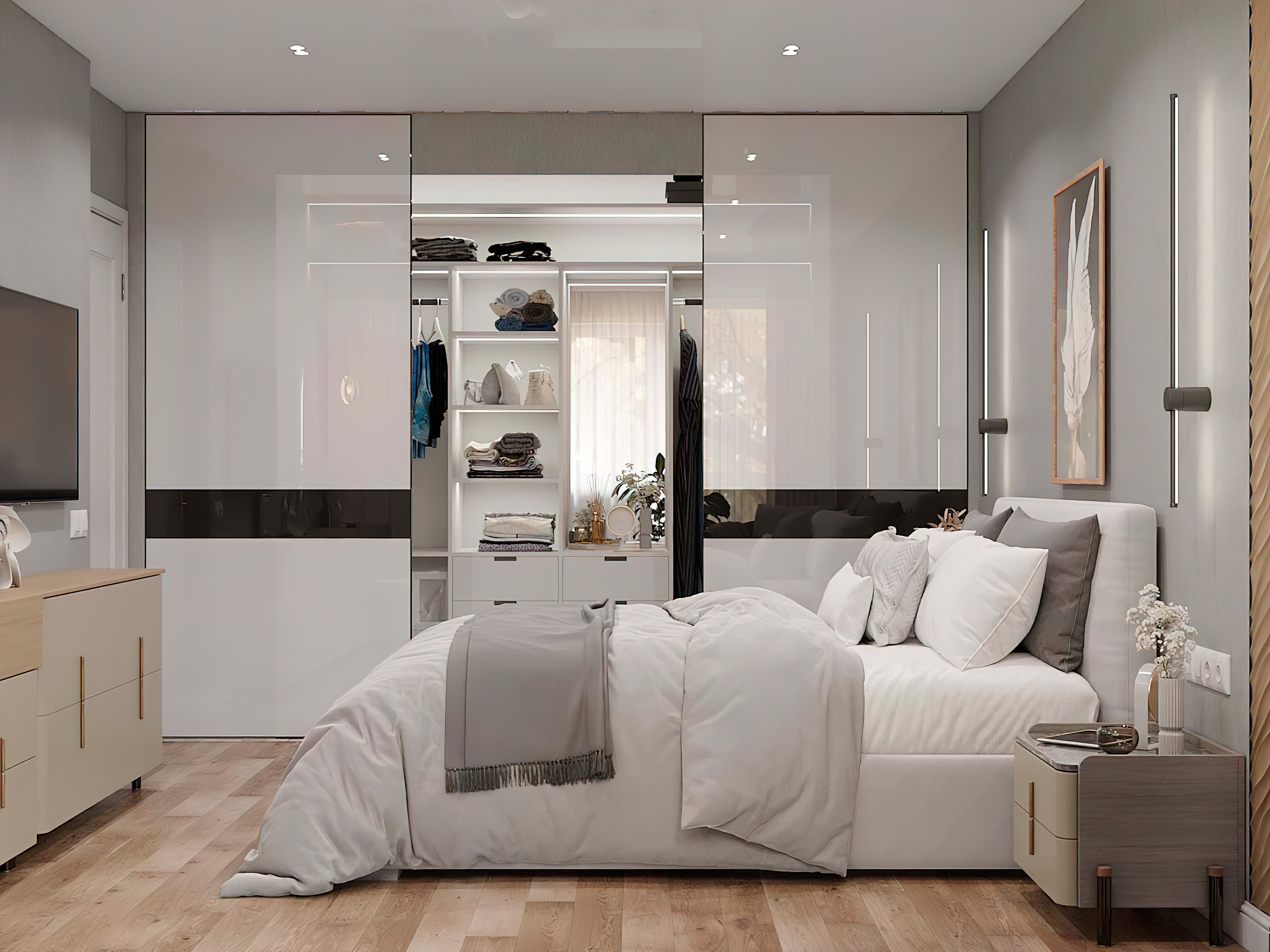 Квартира 100 м² «Нескучный серый и розовый фламинго». Батракова Наталья дизайнер интерьеров Санкт-Петербург Москва Архангель