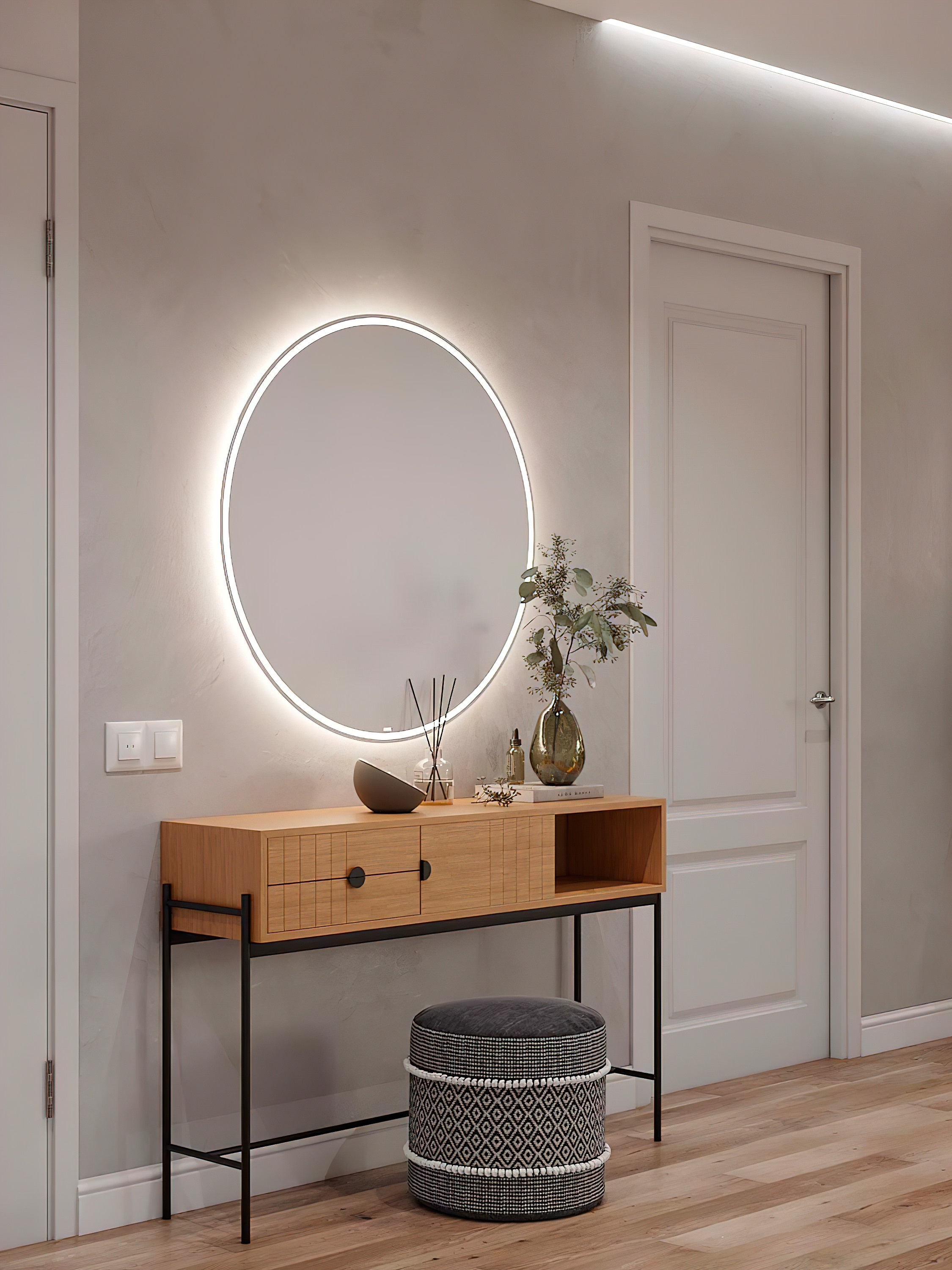 Квартира 100 м² «Нескучный серый и розовый фламинго». Батракова Наталья дизайнер интерьеров Санкт-Петербург Москва Архангель