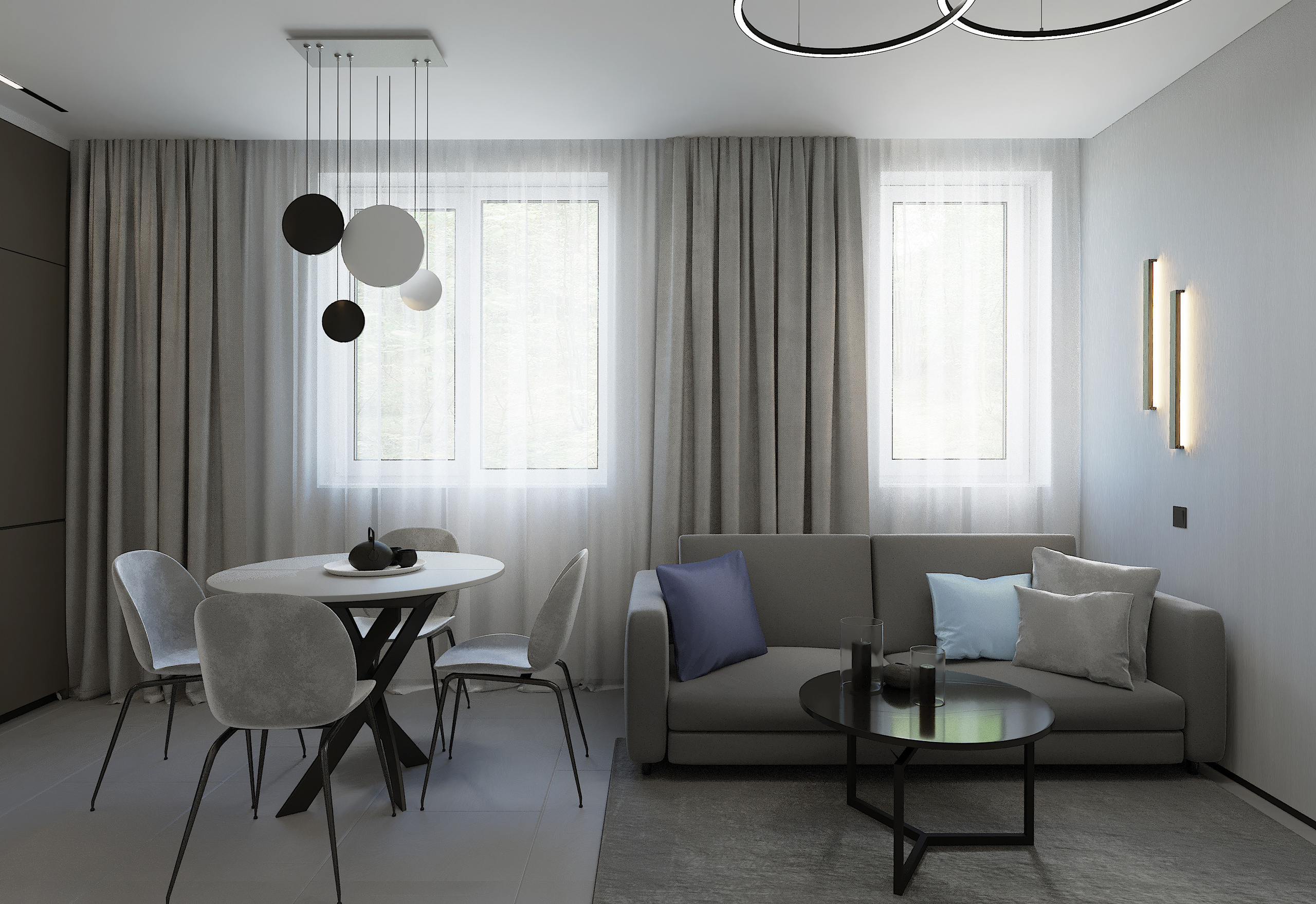 Монохромный интерьер г. Екатеринбург. Lina architector | Дизайн интерьера