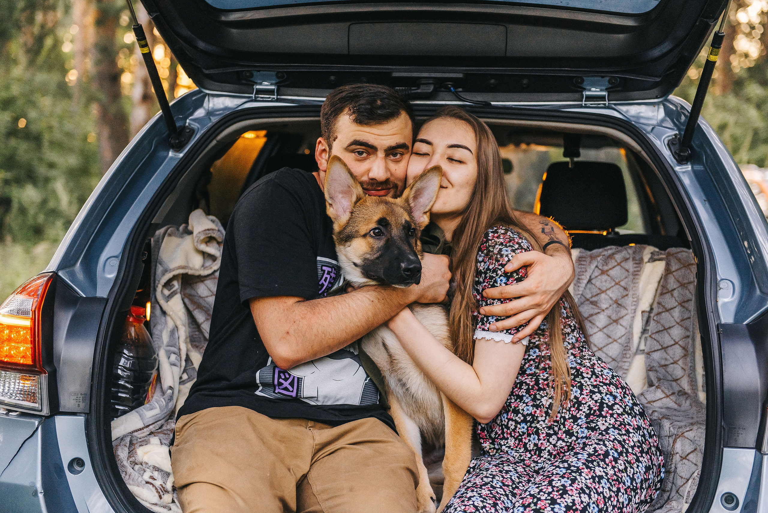 Эмир, Алсу и немецкая овчарка Рэй (Щелково, 2023). Анна Пушина, фотограф, Москва, Королев, Пушкино