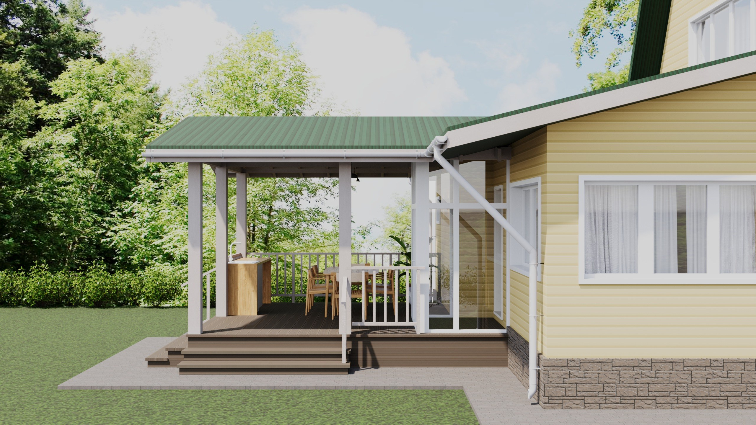 Дача (пристрой). ПРОЕКТИРОВАНИЕ ИНТЕРЬЕРОВ И АРХИТЕКТУРНЫХ РЕШЕНИЙ В СТУДИИ SHELOFAST DESIGN