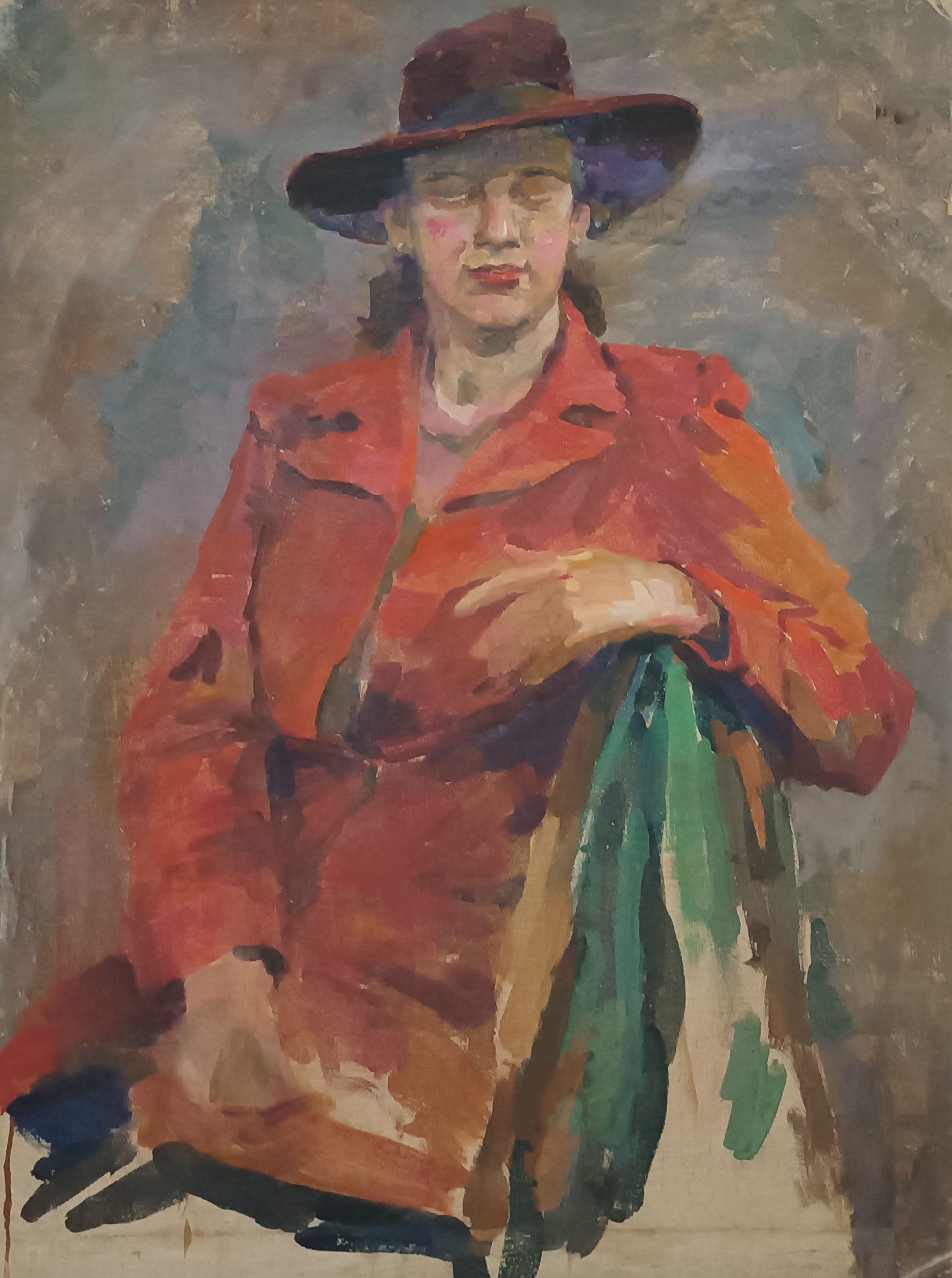 «Женщина в шляпе» 1951 год. Художник Величко Вадим Семёнович