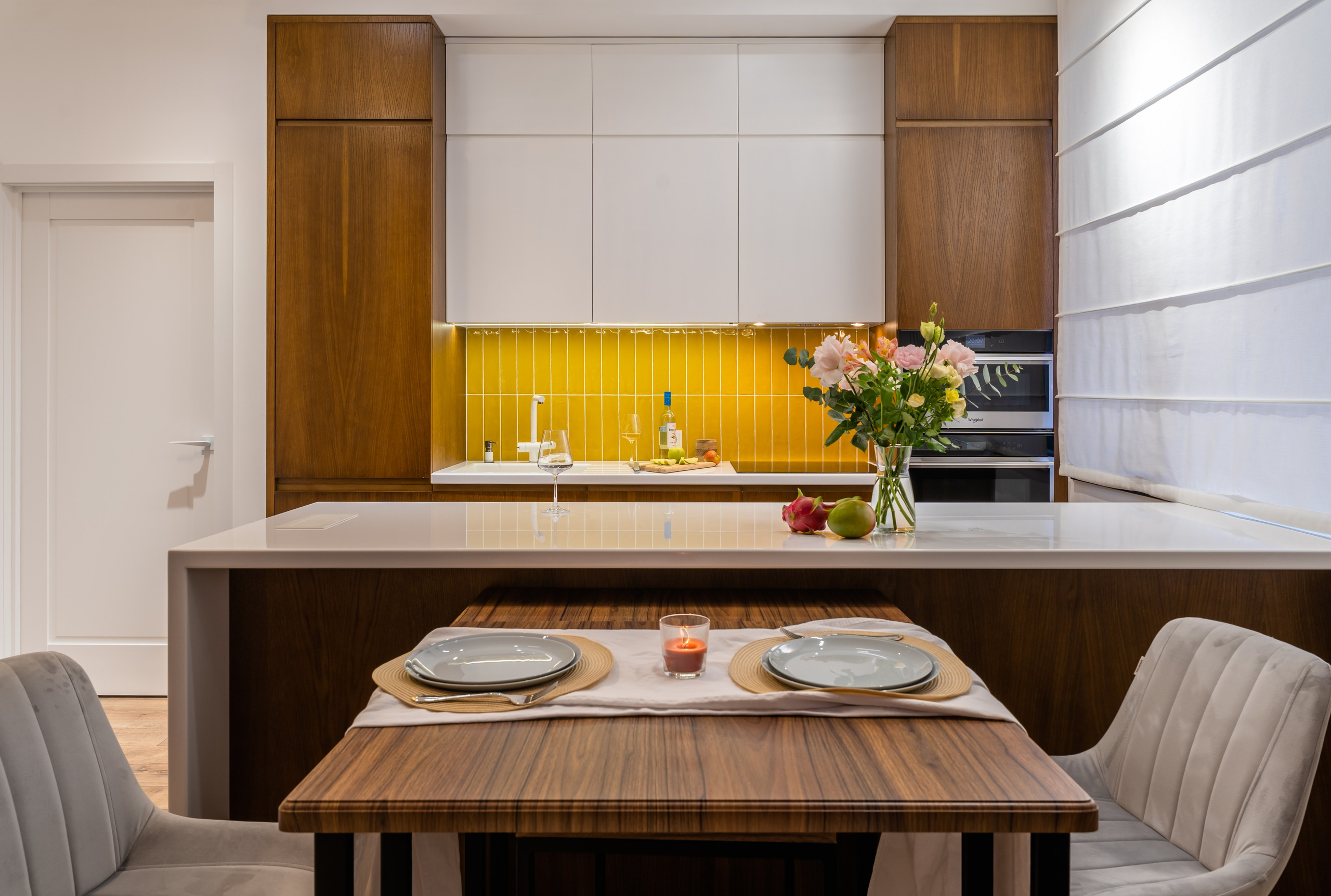 Алматы, Bureau2×2 — реализованный дизайн-проект квартиры, апрель 2023. Интерьерный фотограф Алматы