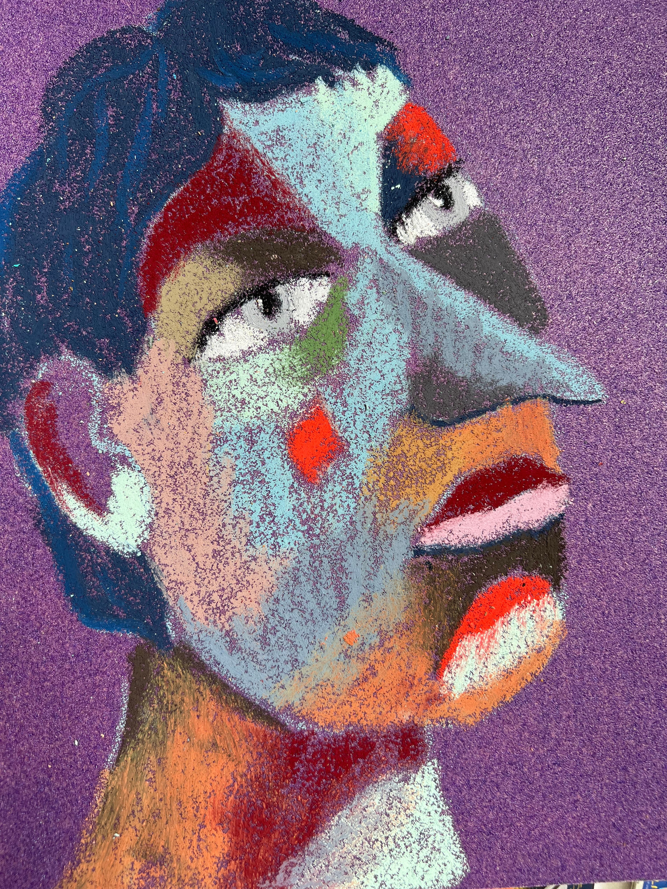 Circus performer Medium: Oil pastel, sandpaper Size: 28 x 23 cm