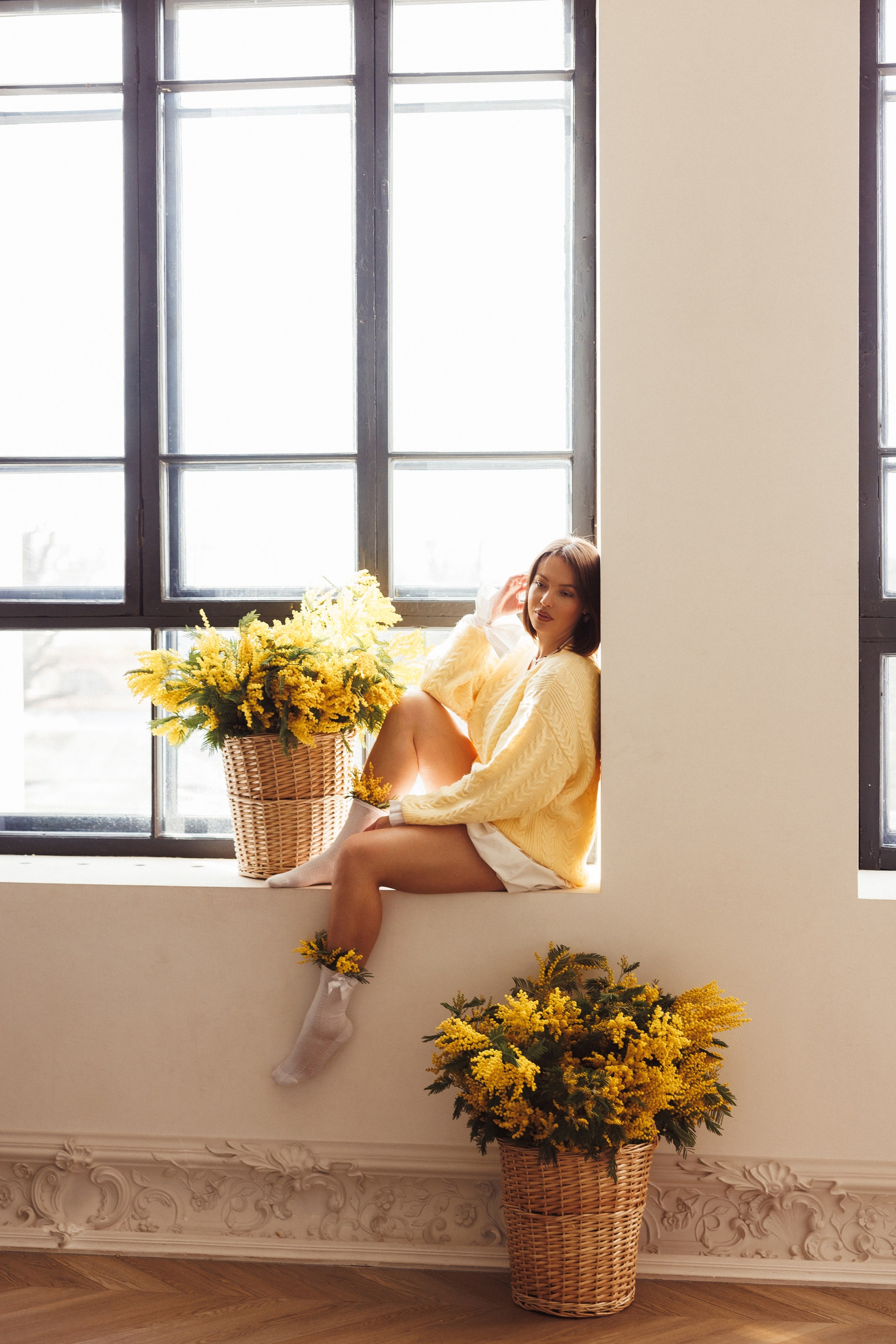 Фотосессия с цветами Мимозы, фотостудия «Рим», город Краснодар. Семейный и детский фотограф в Краснодаре Анна Трашкова