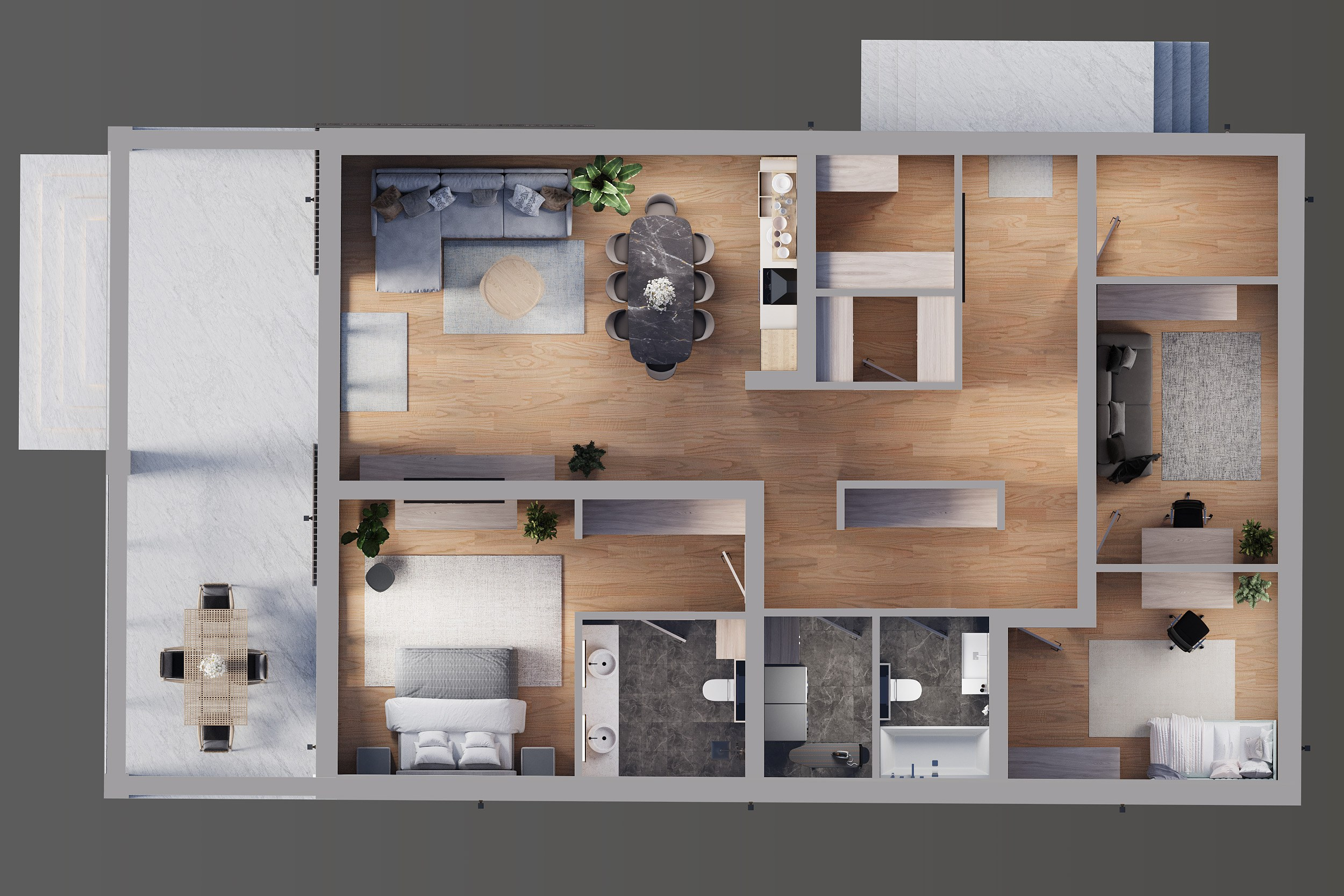 Визуализация загородного дома с ландшафтом. 3D визуализация/ Юлия Будник