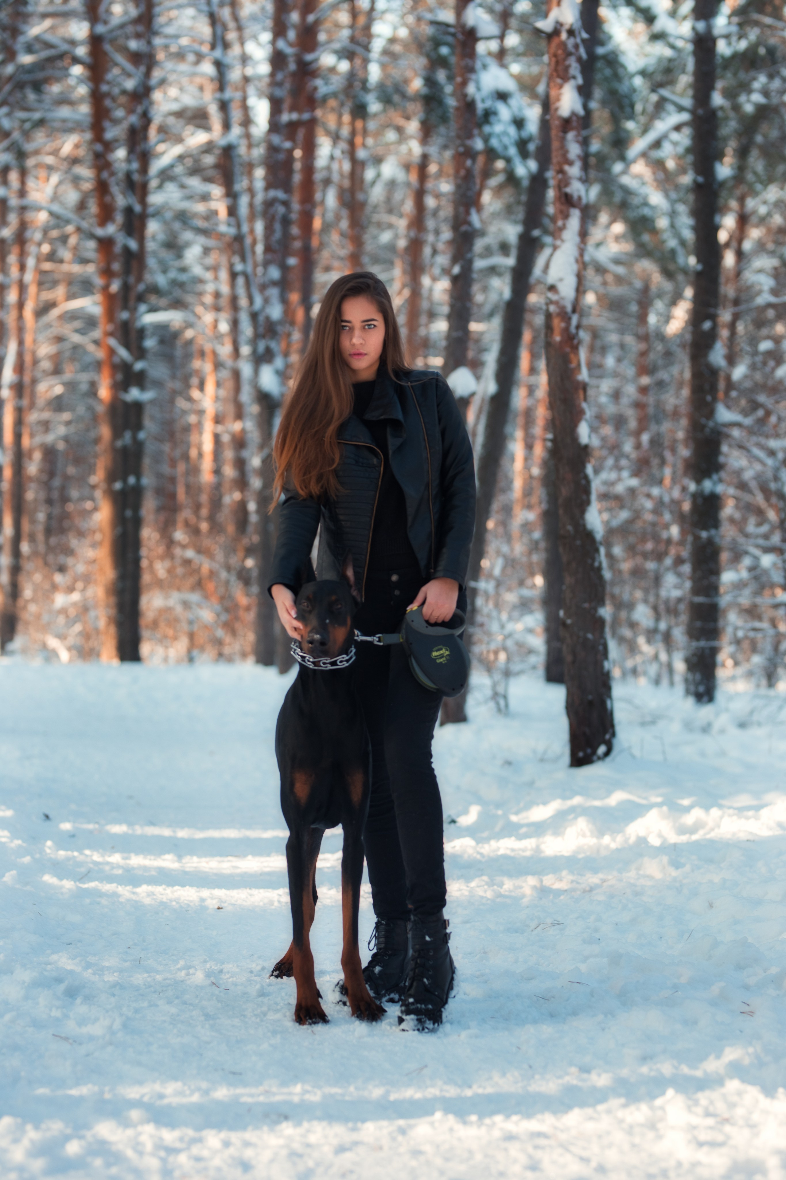 Зимняя съемка в лесу с доберманом с Ольгой в формате для «себя»