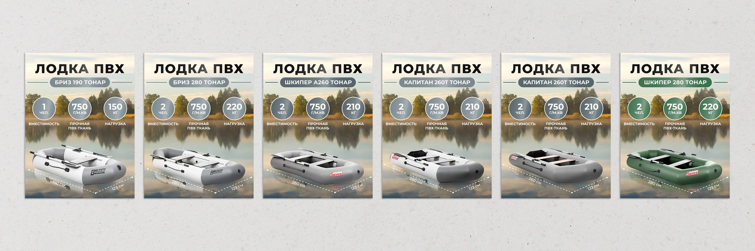 пример применения разработанной концепция дизайна карточки товара для других Лодок