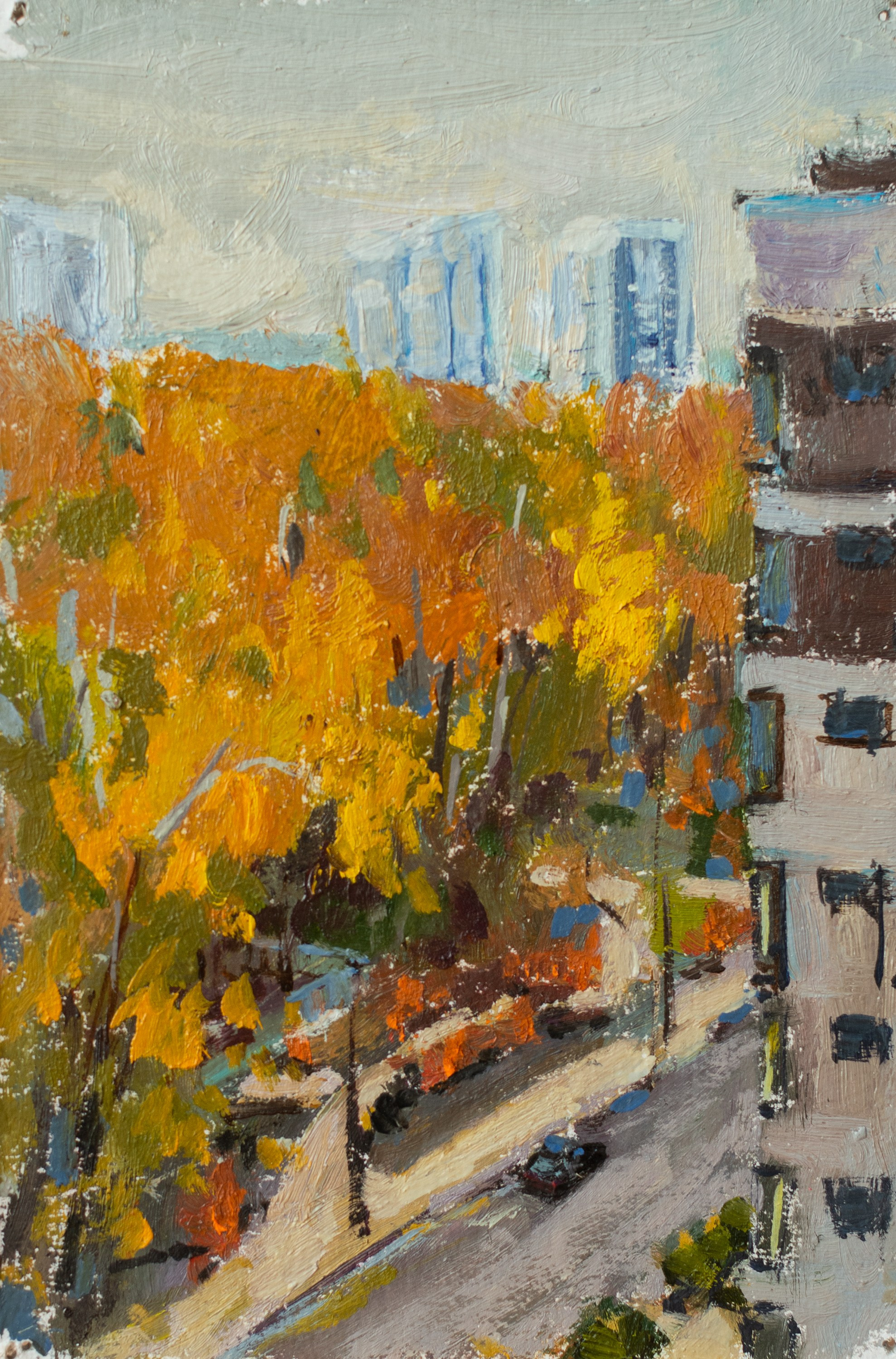 "Осень в Коммунарке" картон, масло 15х10см, 2025