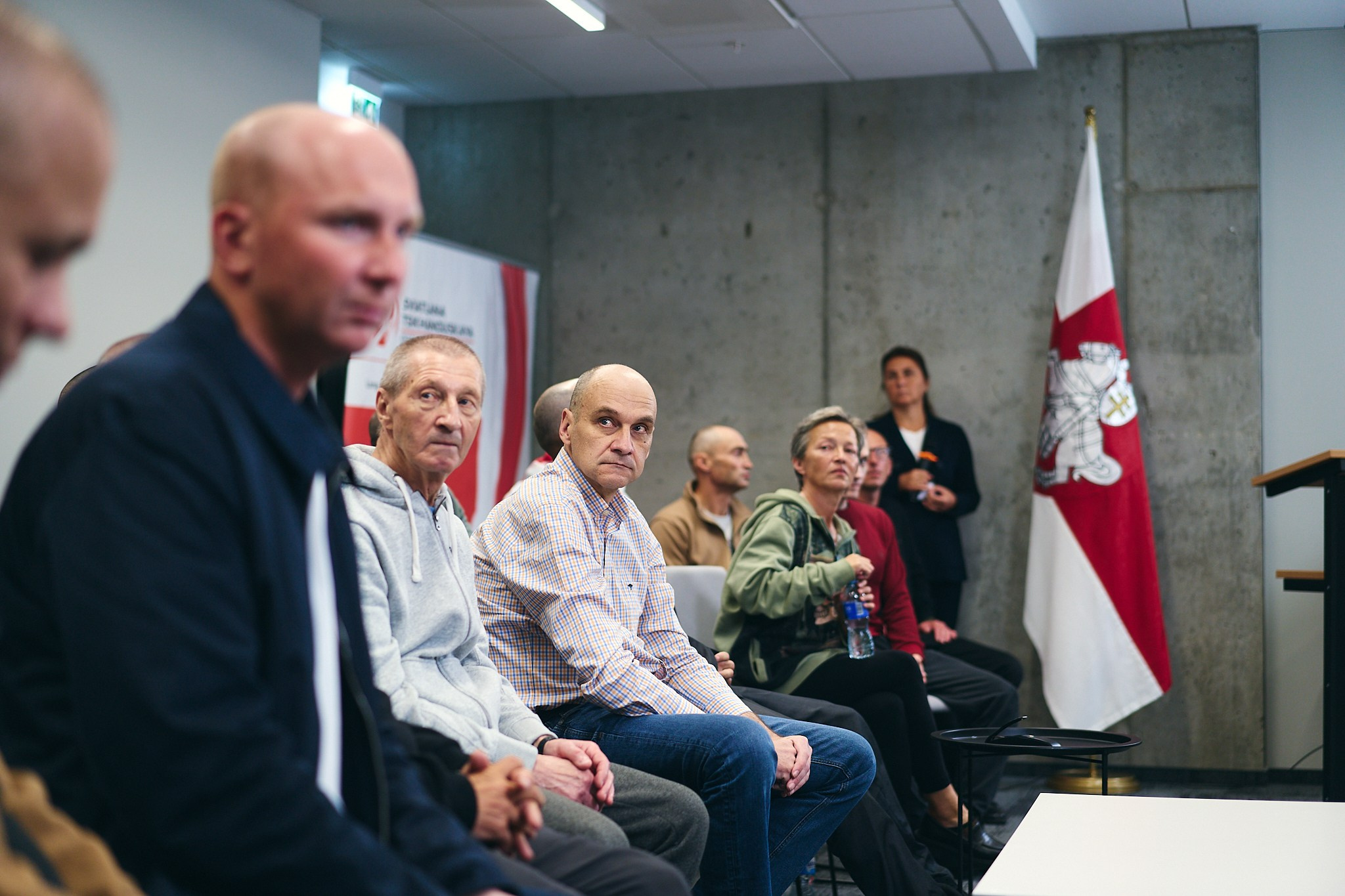 Press conference with Sviatlana Tsikhanouskaya and released political prisoners. Photographer in Vilnius