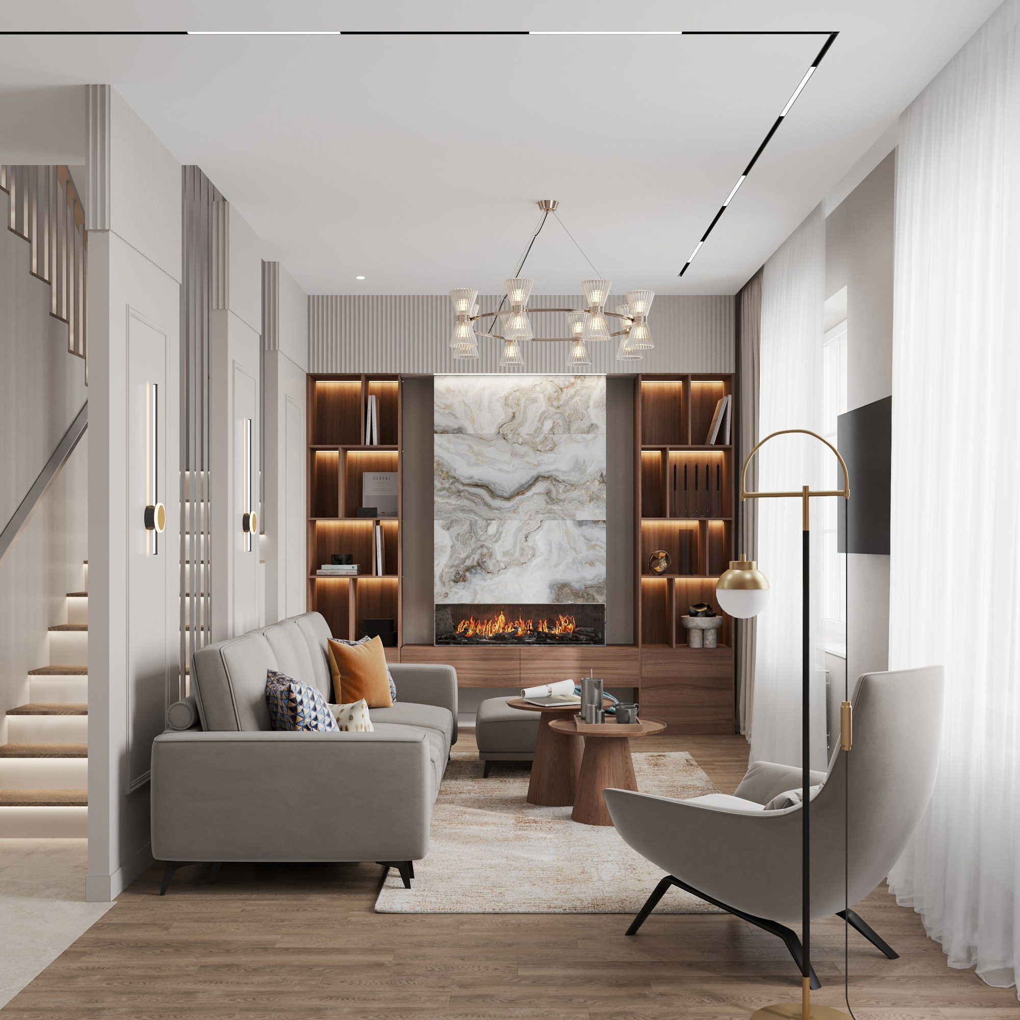 Первый этаж 2-х этажного дома. Интерьерный 3Д Визуализатор Маргарита Оберемко