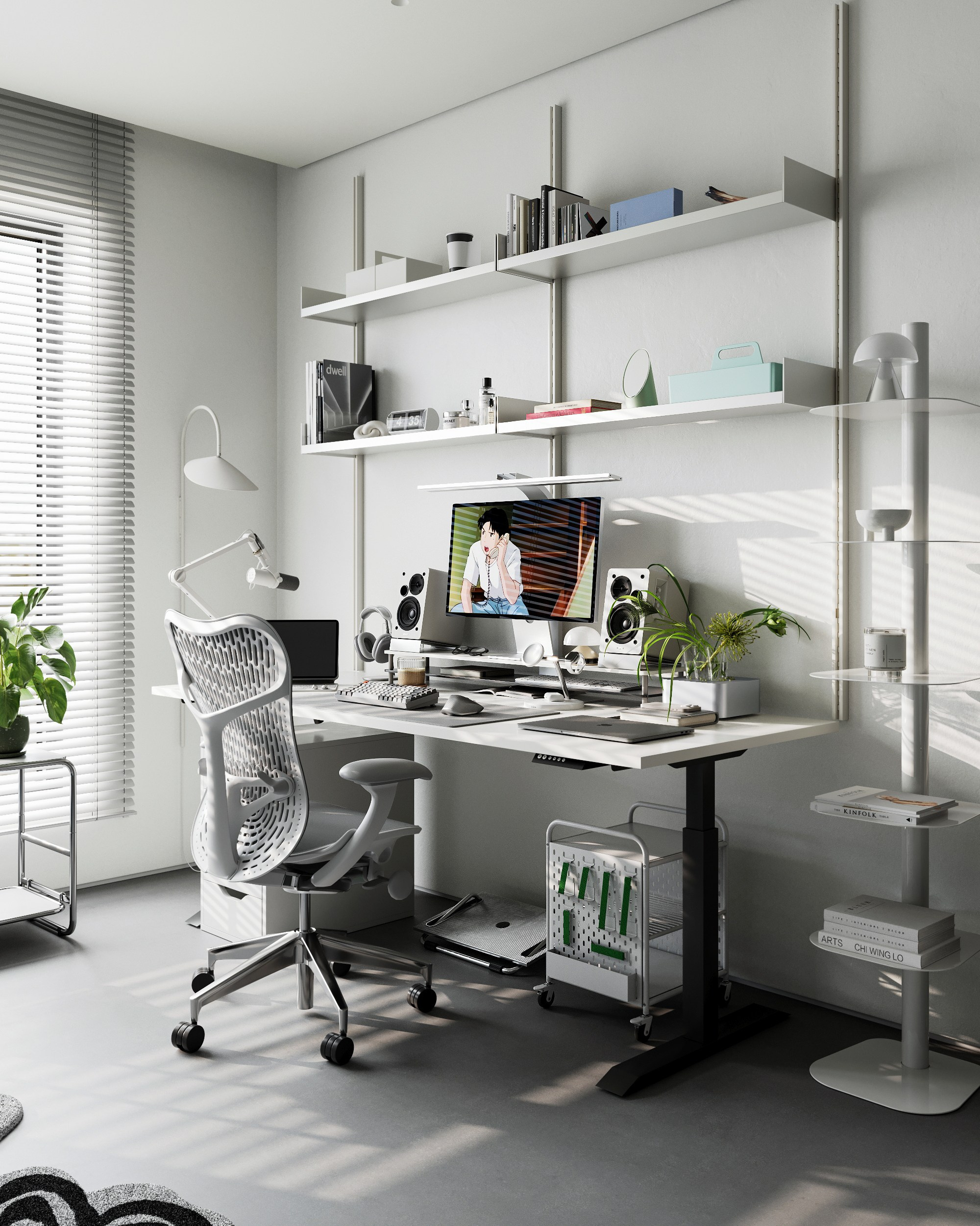 WHITE HOME OFFICE. 3D визуализация интерьера eugene7even