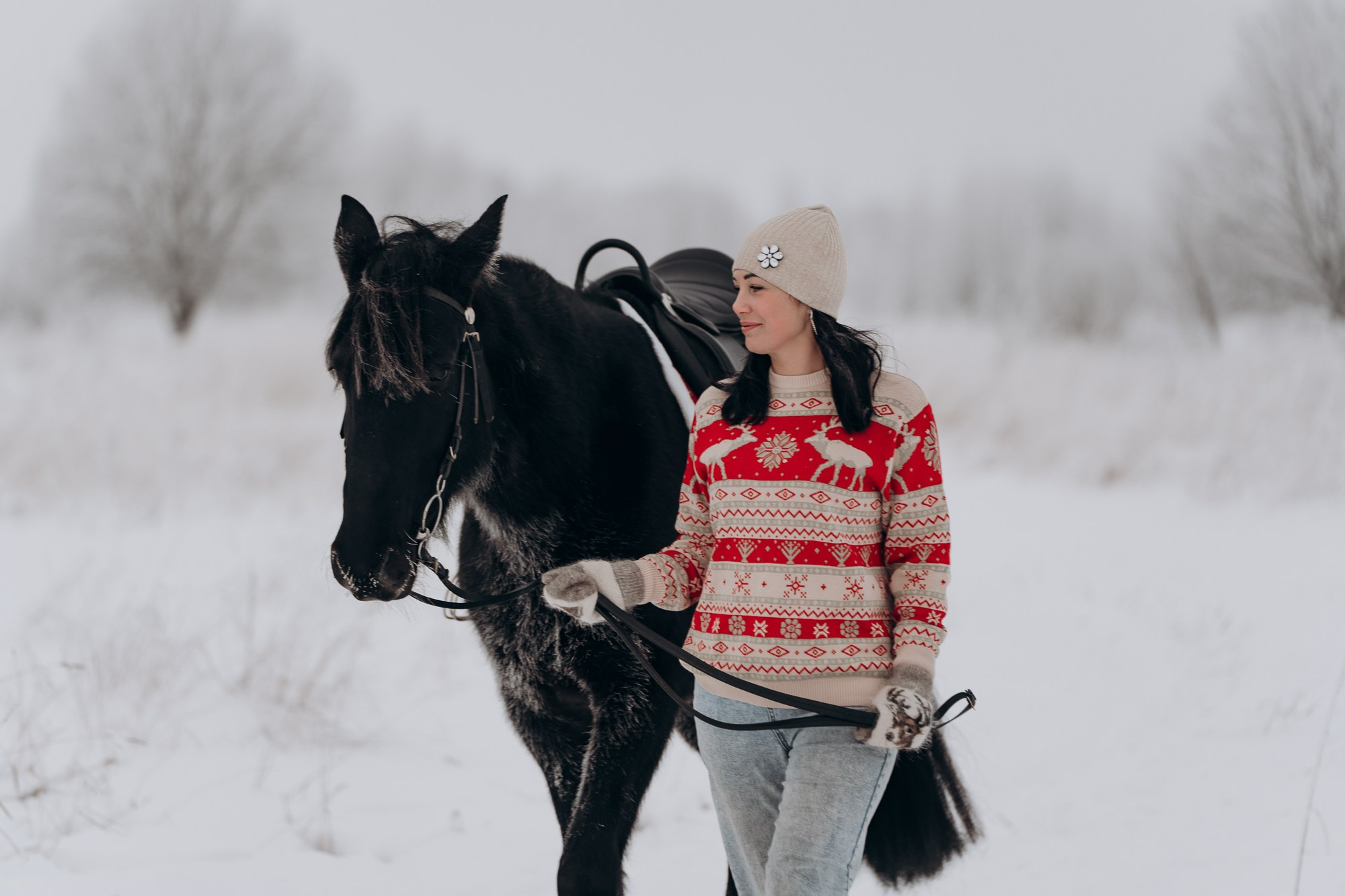 Зимняя фотосессия с лошадьми для двоих. Свадебный и репортажный фотограф в Ярославле Евгений Сальников