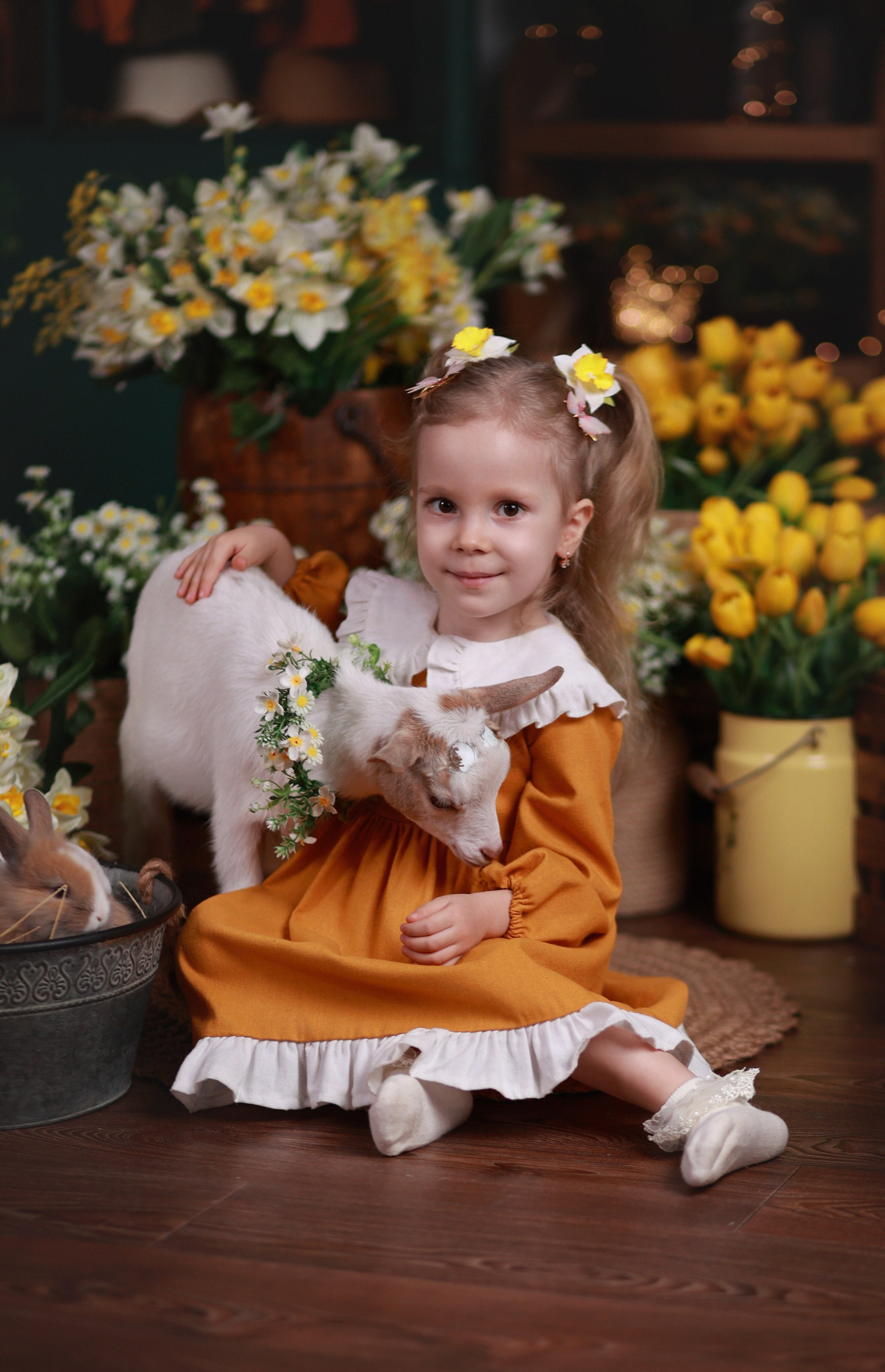 Фотопроект с козочкой и кроликами 2026 г. Детский семейный фотограф Краснодар