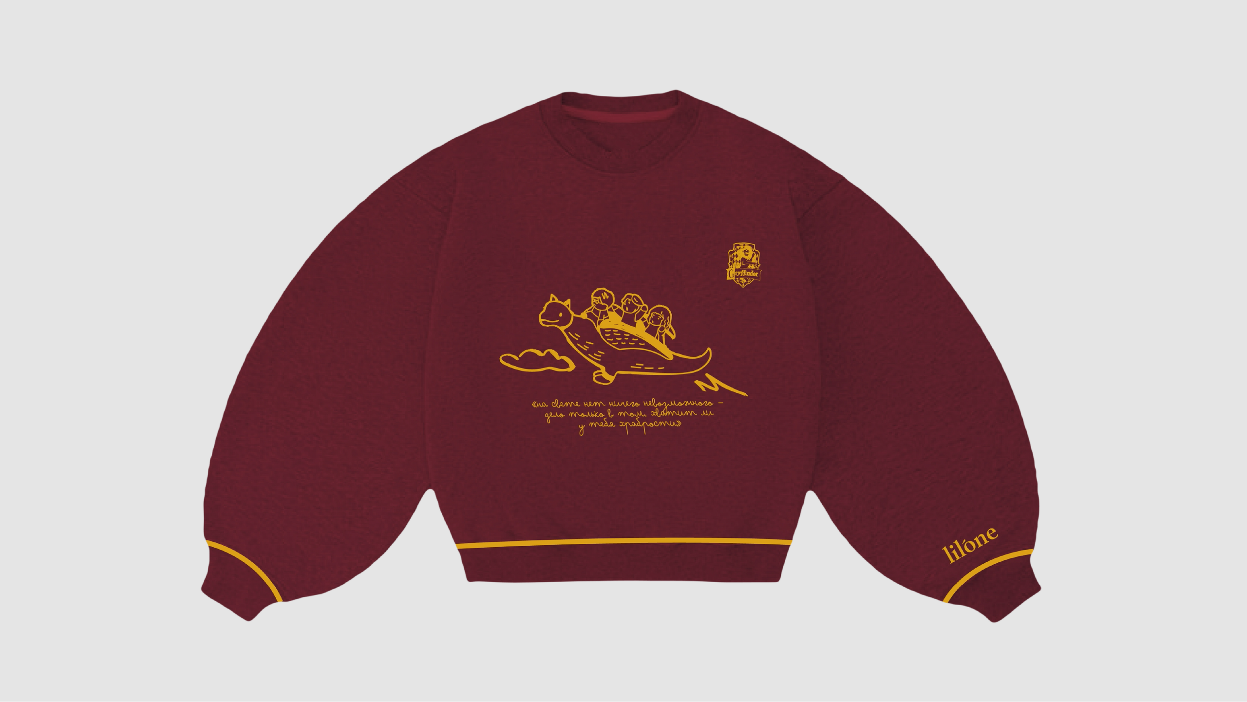 Презентация дизайна Harry Potter Gryffindor на свитшоте