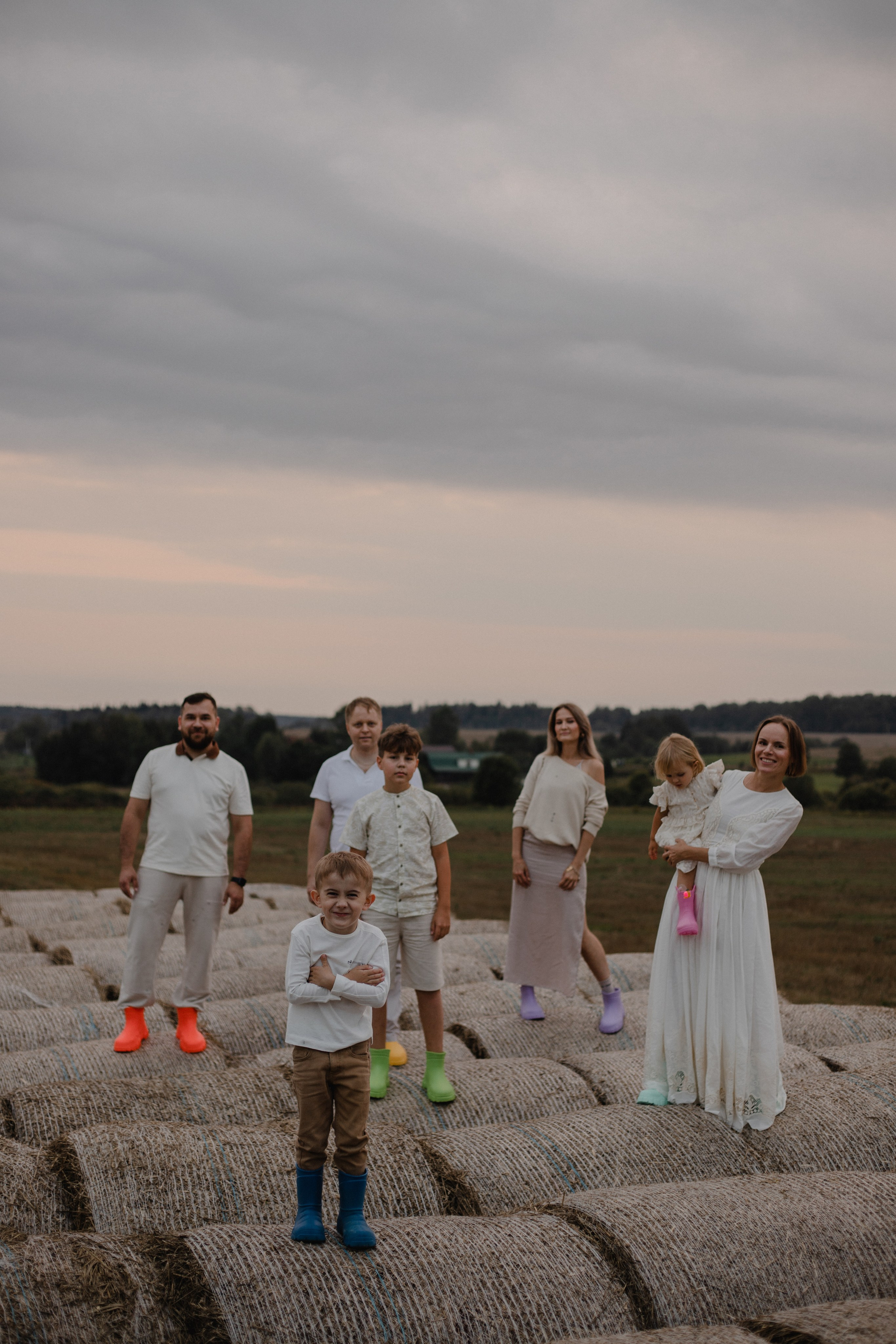 В стогах сена :)