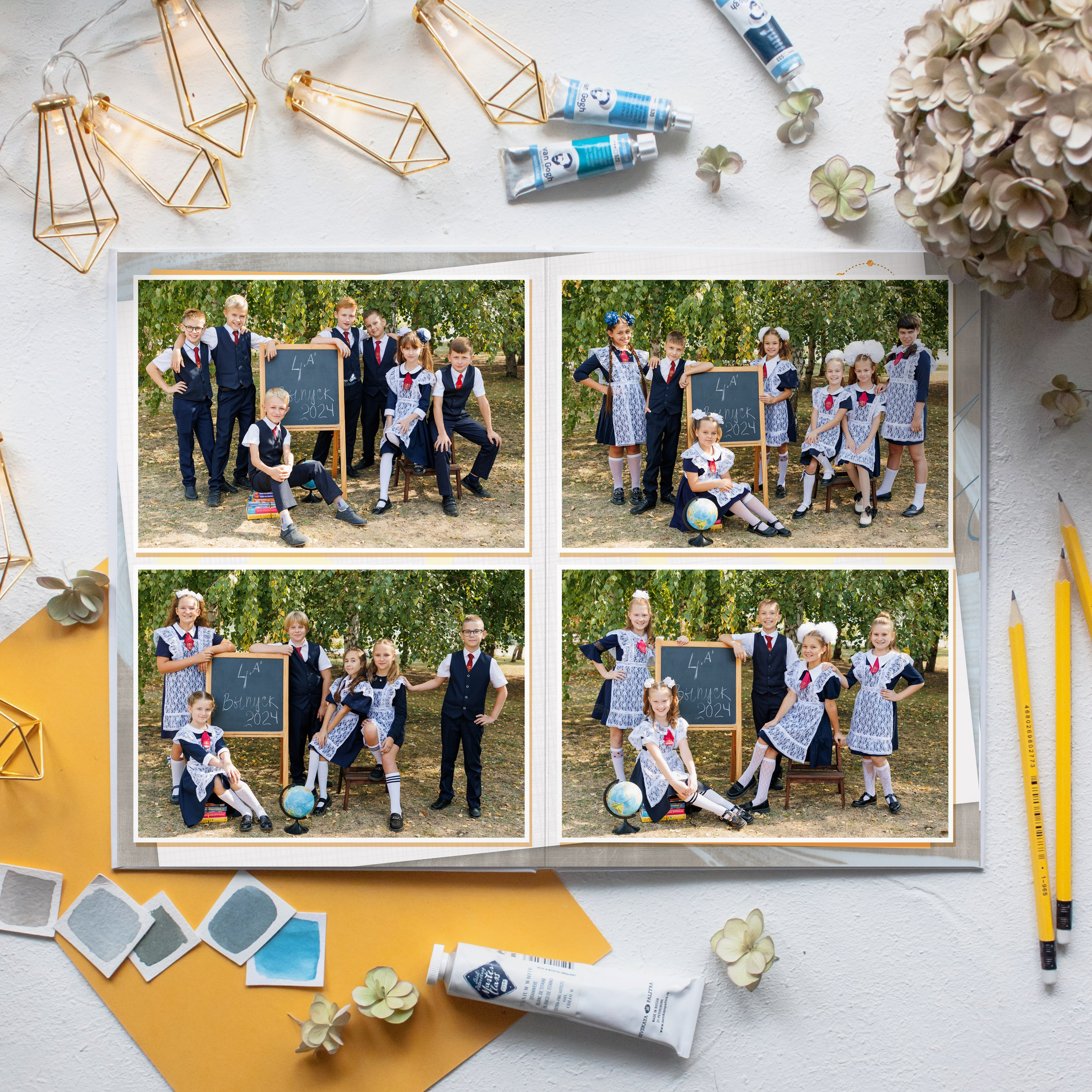 Варианты фотокниг для начальной и старшей школы. Детский школьный и семейный фотограф в Краснодаре