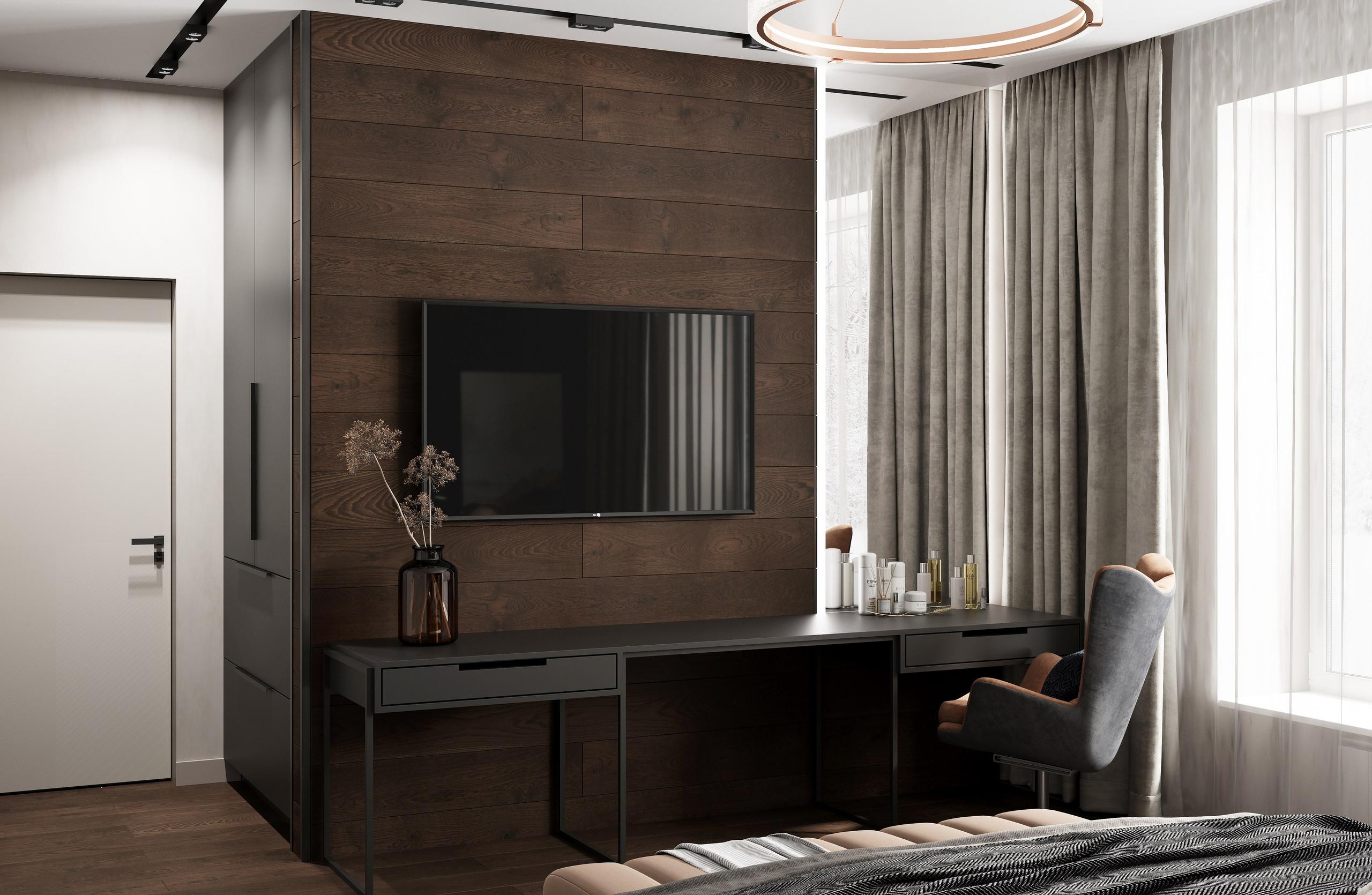 Кухня-гостиная и спальня 98 m². Заказать 3d визуализацию интерьеров — Дарья Веденёва