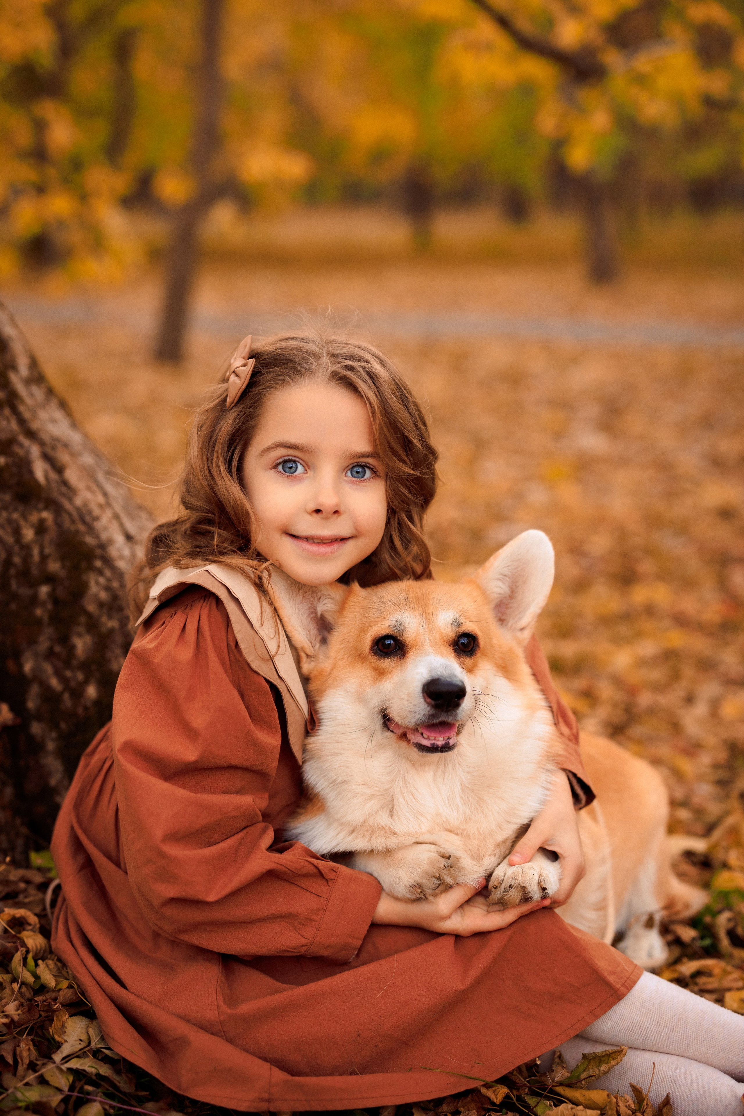 Осенняя семейная фотосессия в парке с Корги. Семейный и детский фотограф в Краснодаре Анна Трашкова