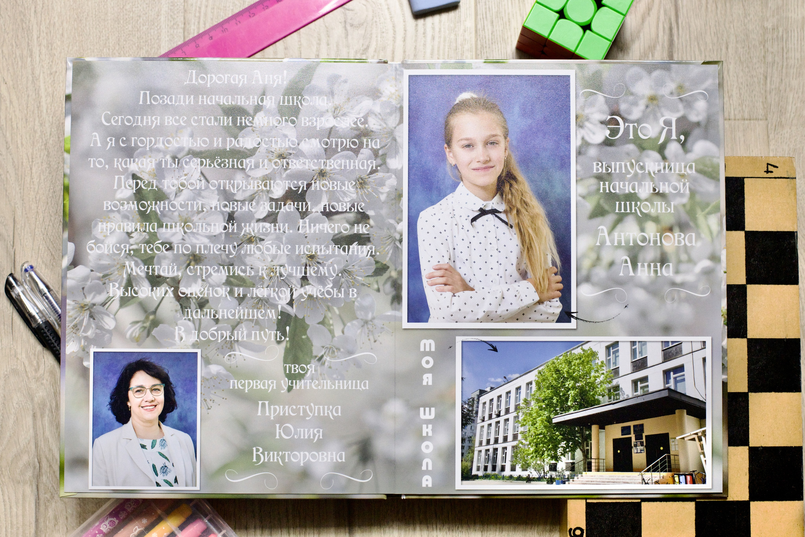 Индивидуальный разворот выпускного альбома для 4 класса