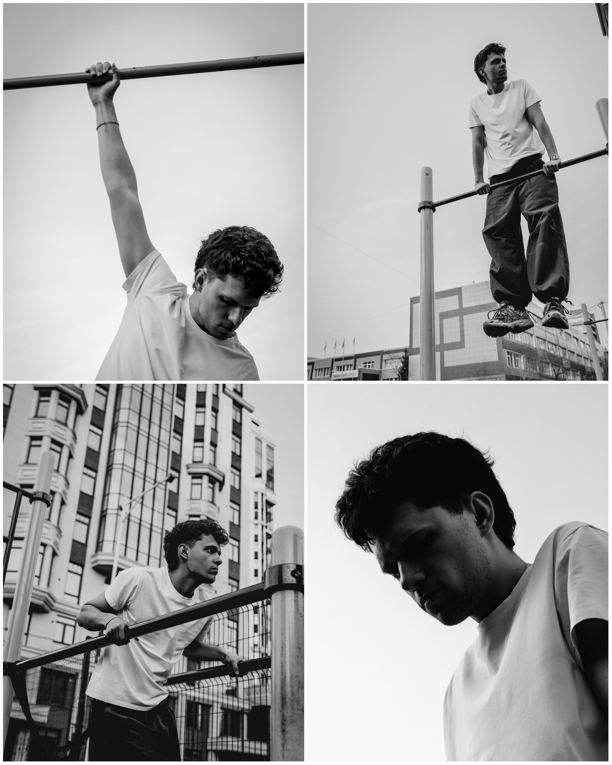 уличная фотосессия для парня, парень на турнике, парень занимается спортом, парень подтягивается