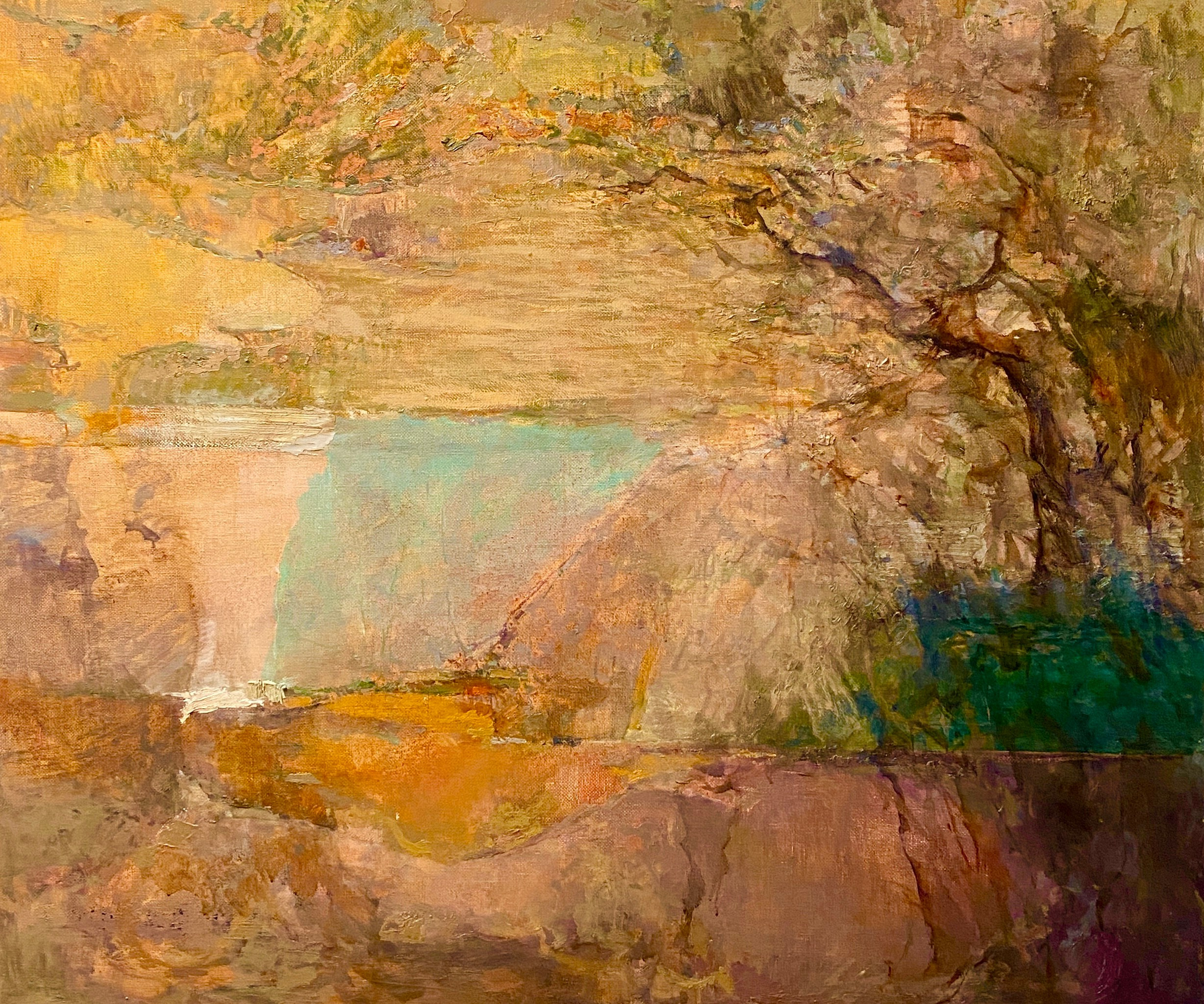 Живопись искусство масло холст абстракция бирюзовый интерьерная картина, интерьерная живопись осень пришла облако в осени 