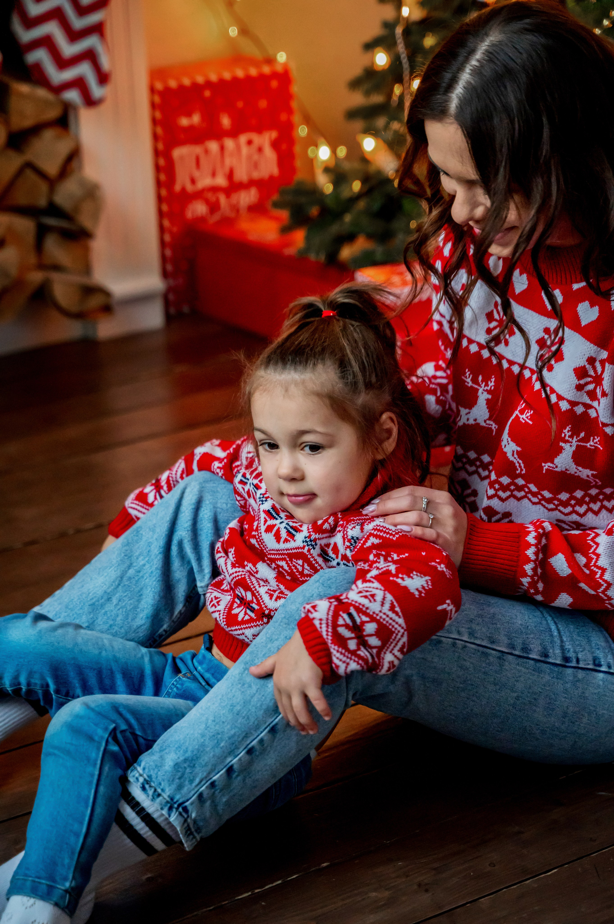 Новогодняя съёмка для мамы и дочки