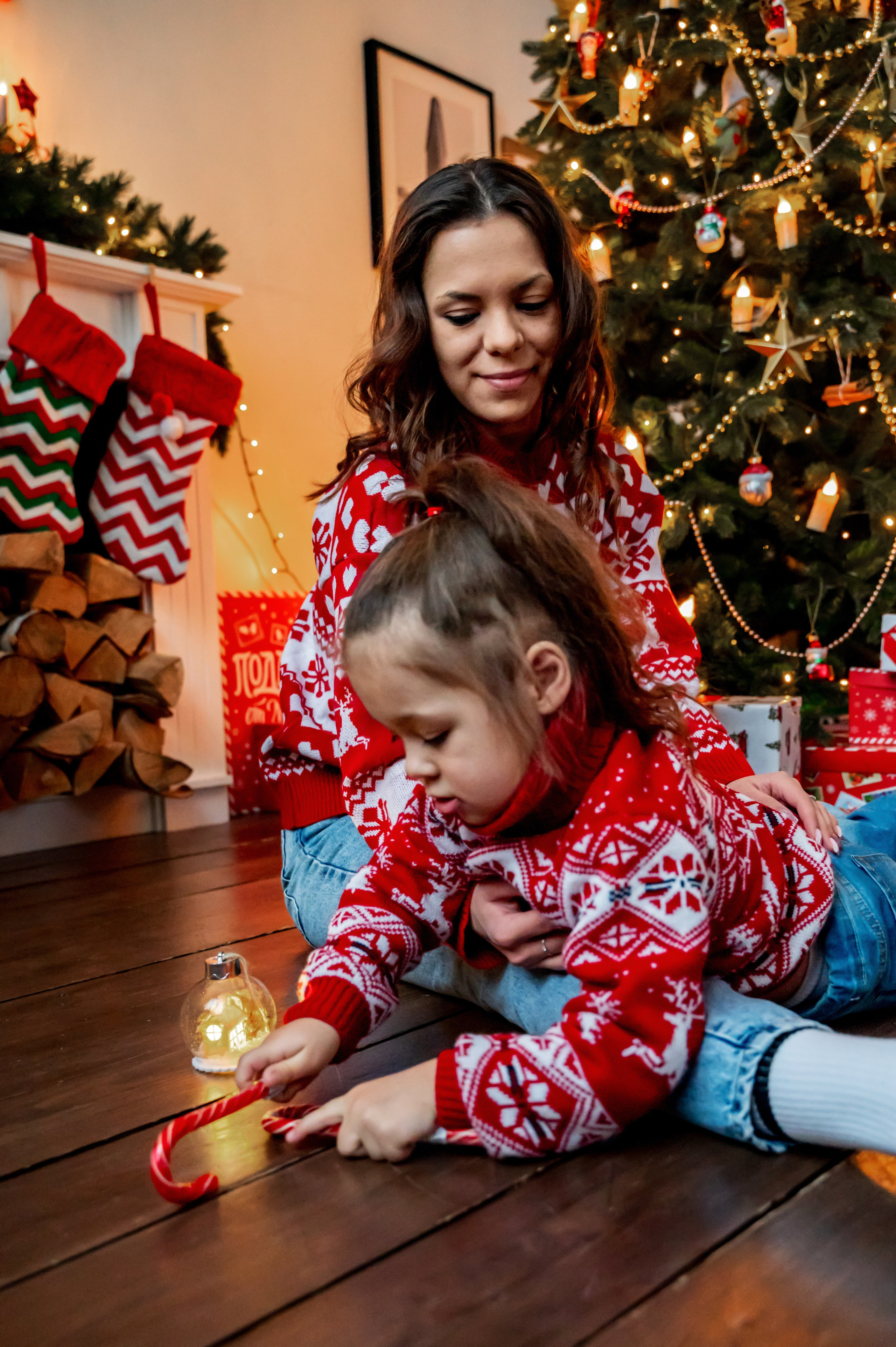 Новогодняя съёмка для мамы и дочки