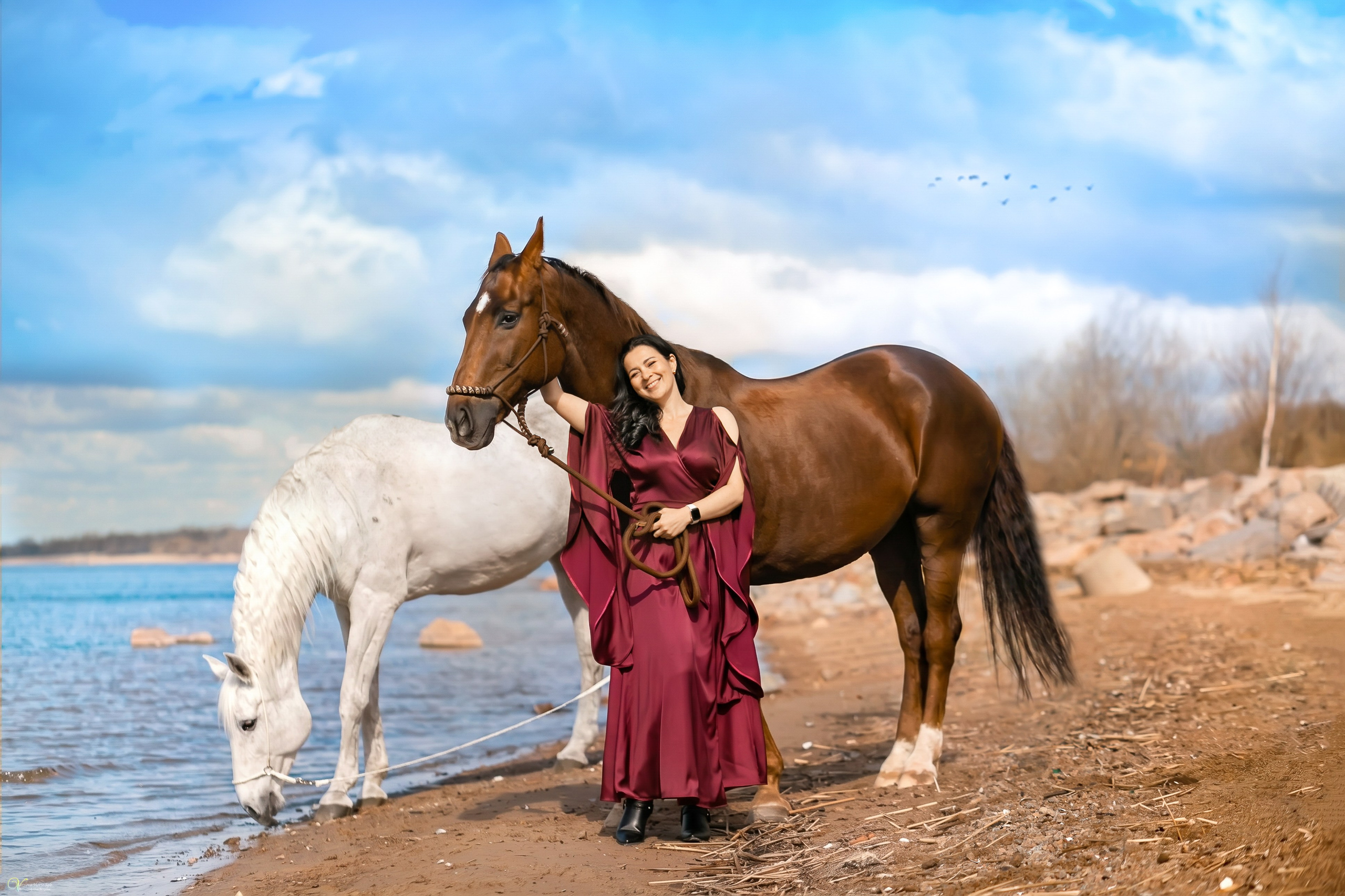Ирина и две лошади. Фотограф женский и мужской портрет Санкт-Петербург