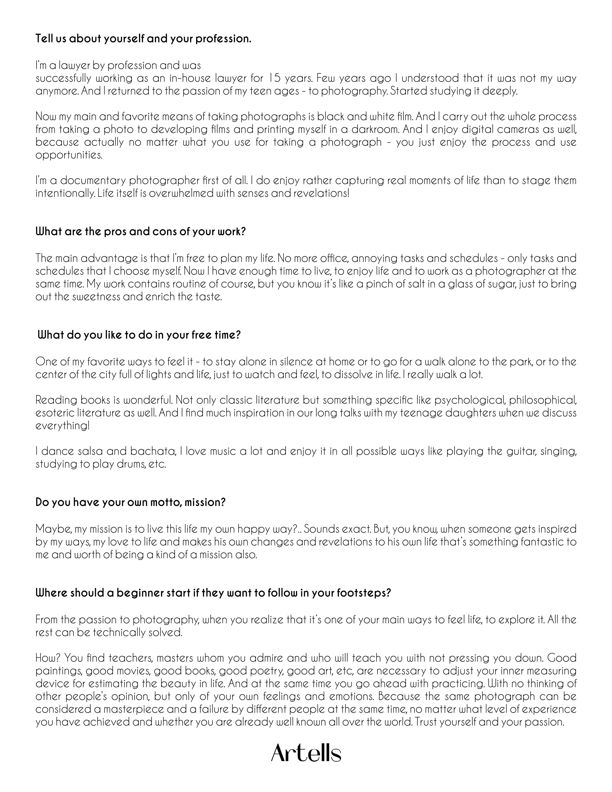 ARTELLS Magazine. Елена Никитина. Фотохудожник. Пленочная фотография. Принты