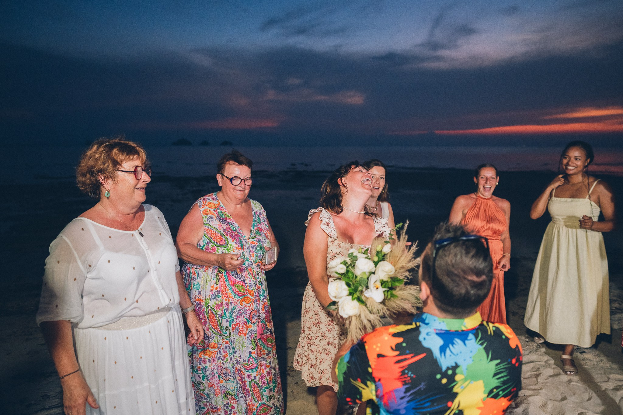 Sunset Beach Wedding with Guests in Koh Samui