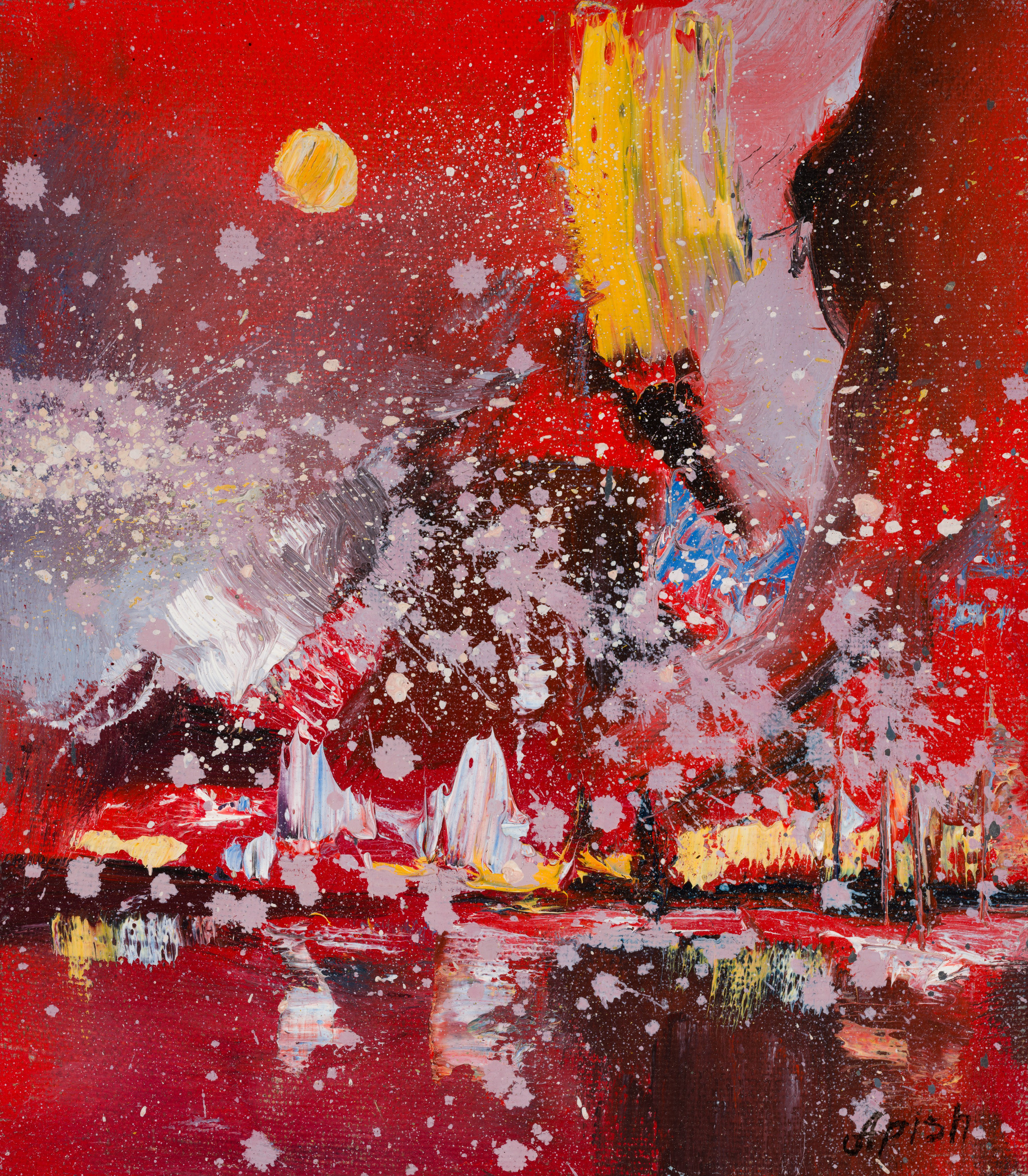 «Красный бриз» - художник Алексей Апиш (холст, масло, 20x17,5 см, 2021)