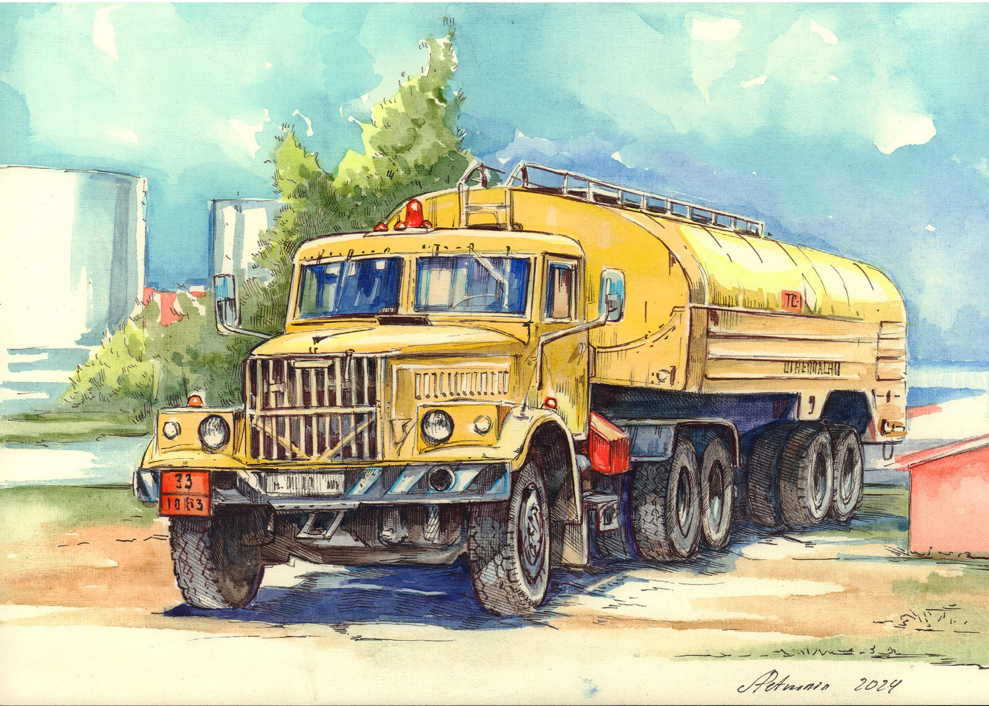 Легковые и грузовые автомашины СССР. Художник Александр Петрунин