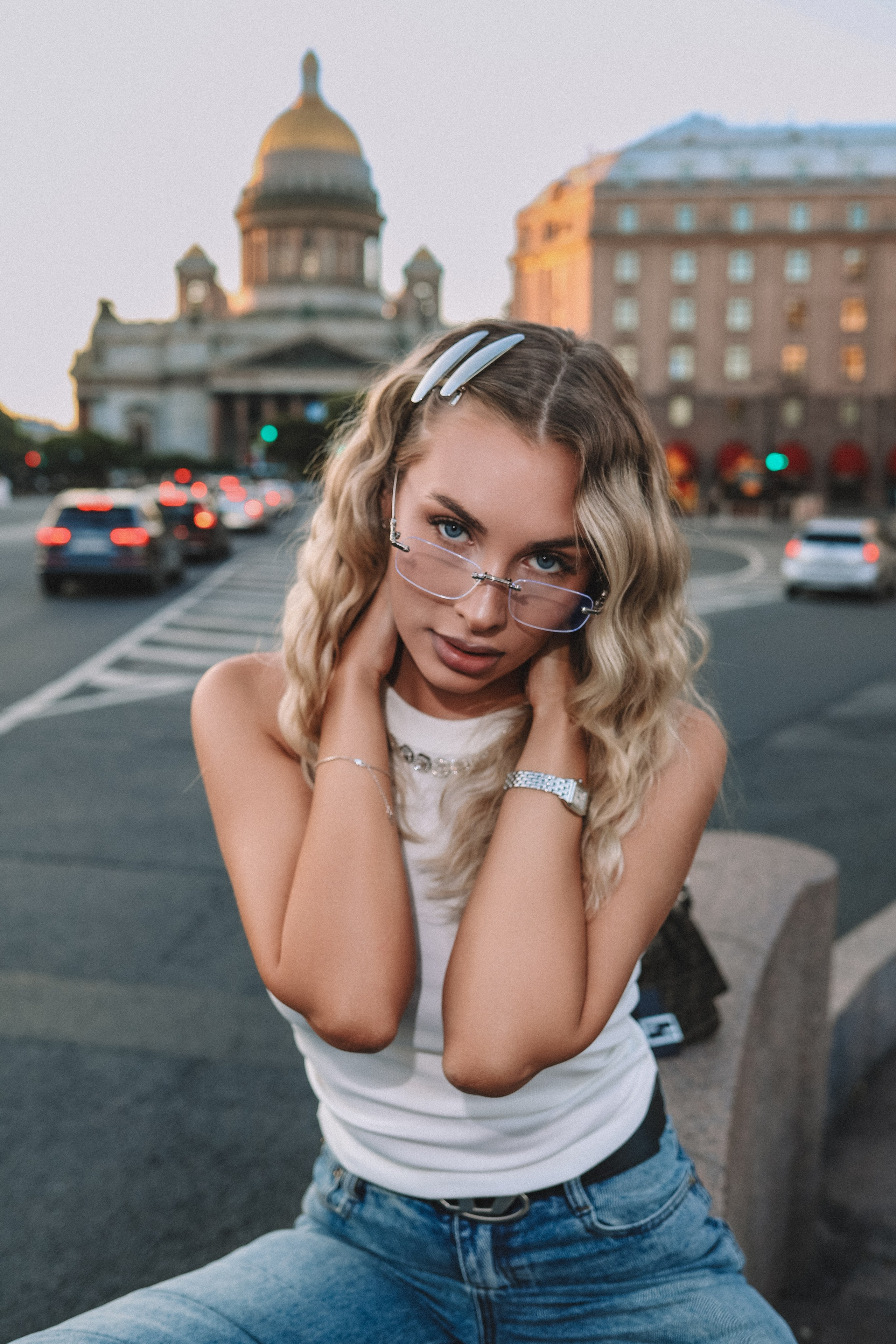 Полина — вечерний Петербург, съёмка со вспышкой | О. Беляева. Фотограф Олеся Беляева | Санкт-Петербург и Ленобласть