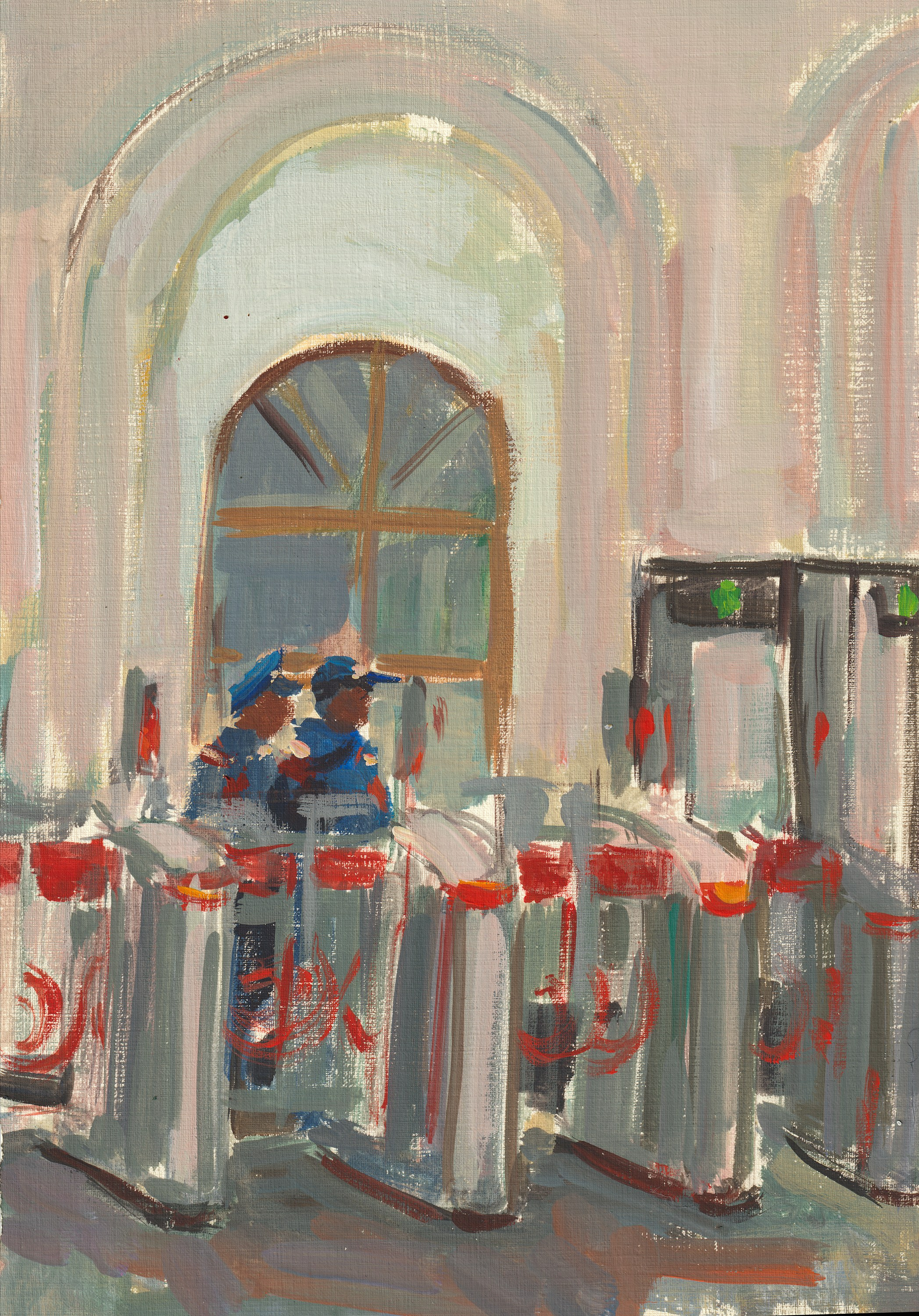 "On guard. Etude" paper, tempera 28.5x19.5cm, 2026 not for sale