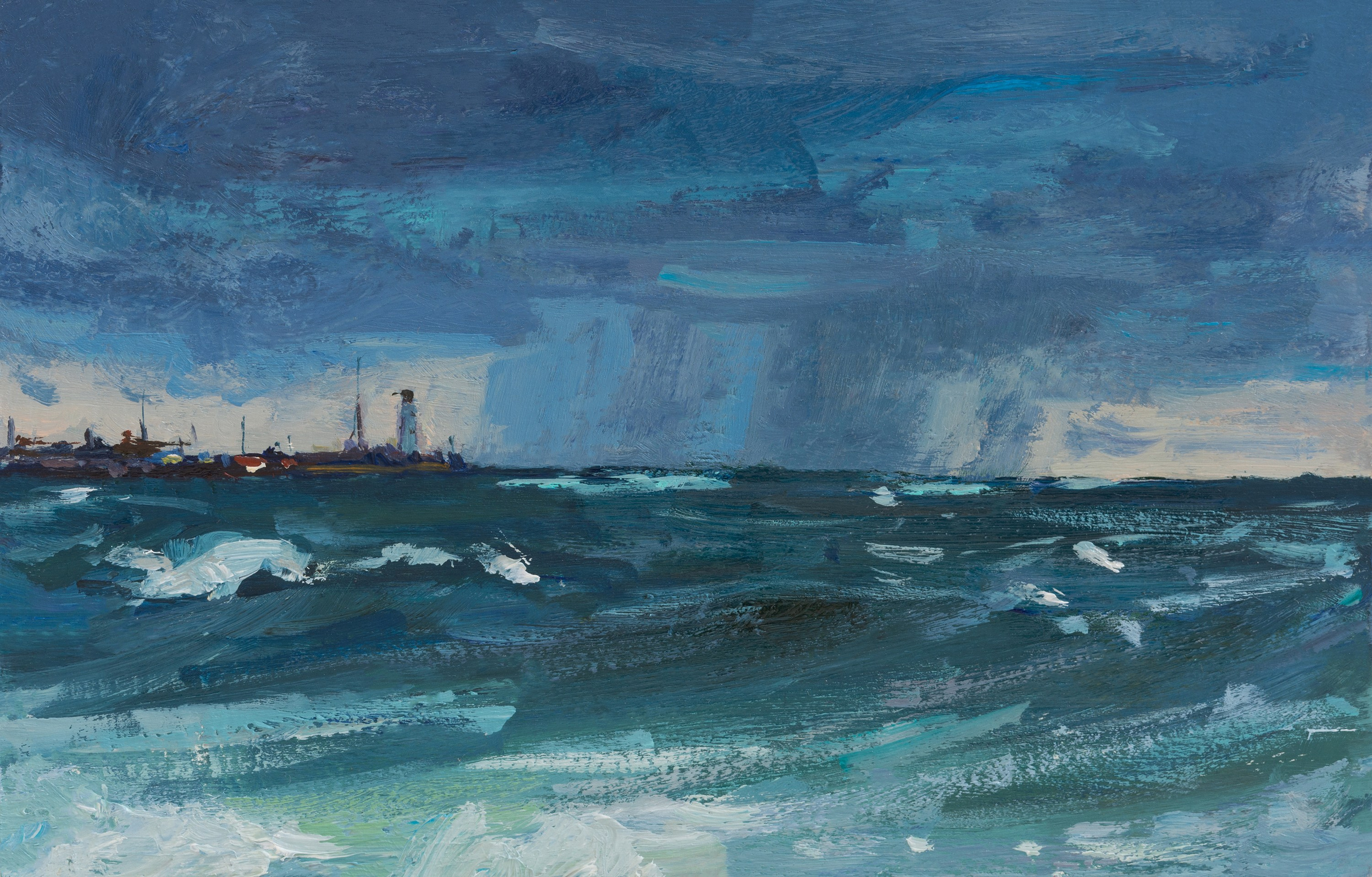 "January. Storm. Crimea" cardboard, oil 9x14cm, 2026