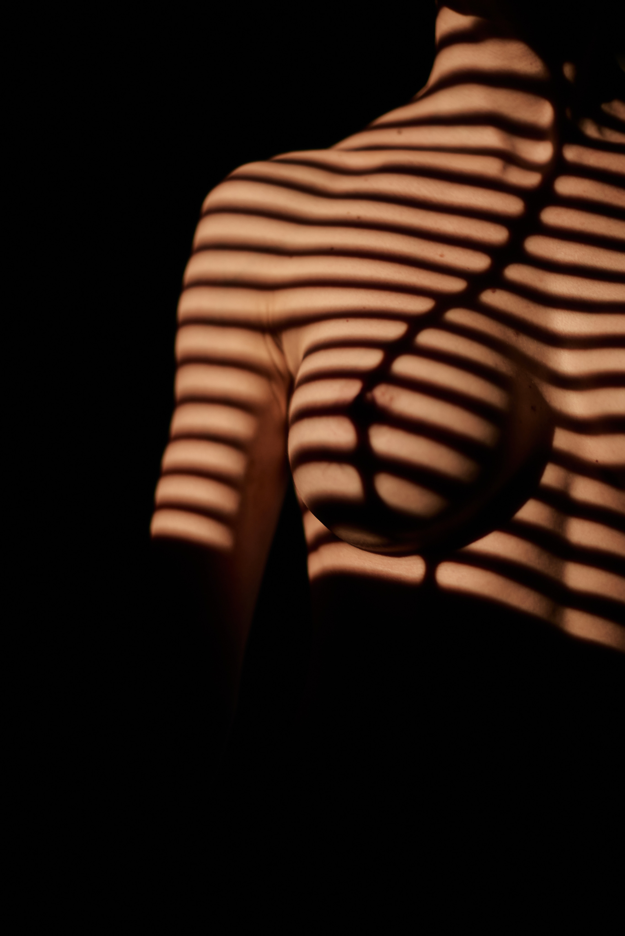 Обнаженная грудь крупный план тень отжалюзи