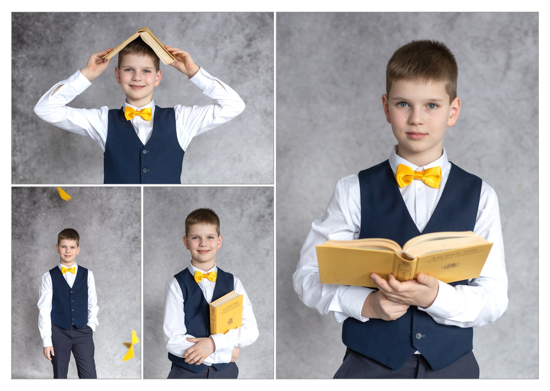 4 класс. Студия. Серый фон+желтые аксессуары. Школьный фотограф в Зеленограде и Москве Оксана Гусева