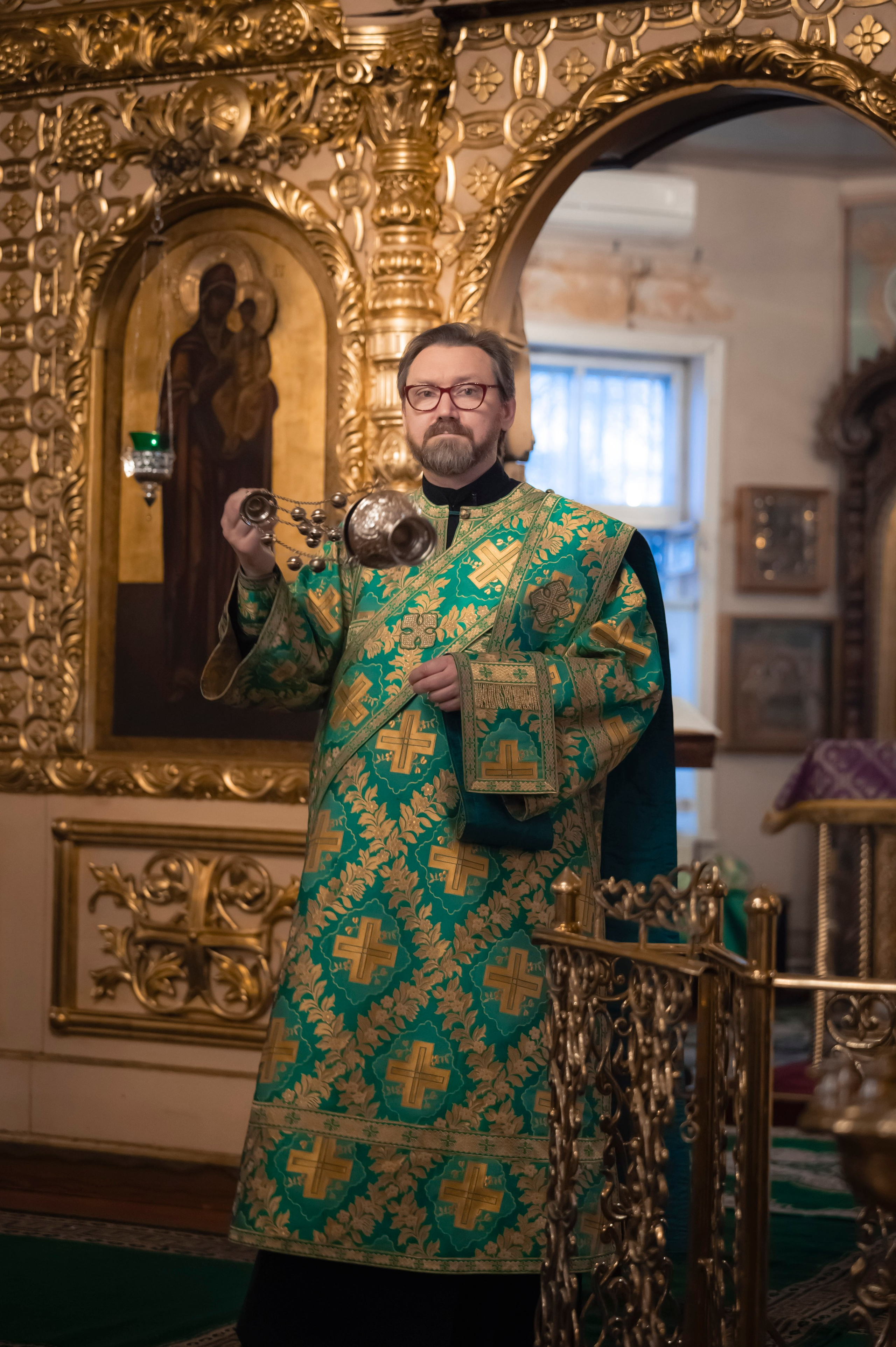 Богородский Храм. Всенощное бдение. Освящение верб. Антон и Татьяна Денисенко — В храме